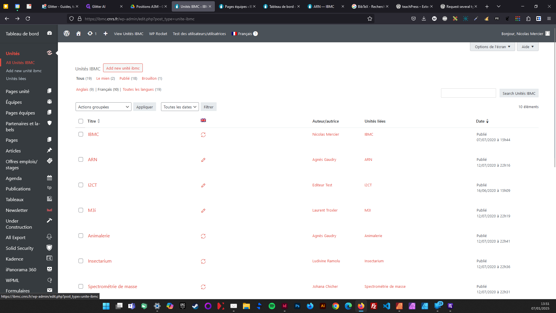 Step #1: Cliquez sur "All Unités IBMC"