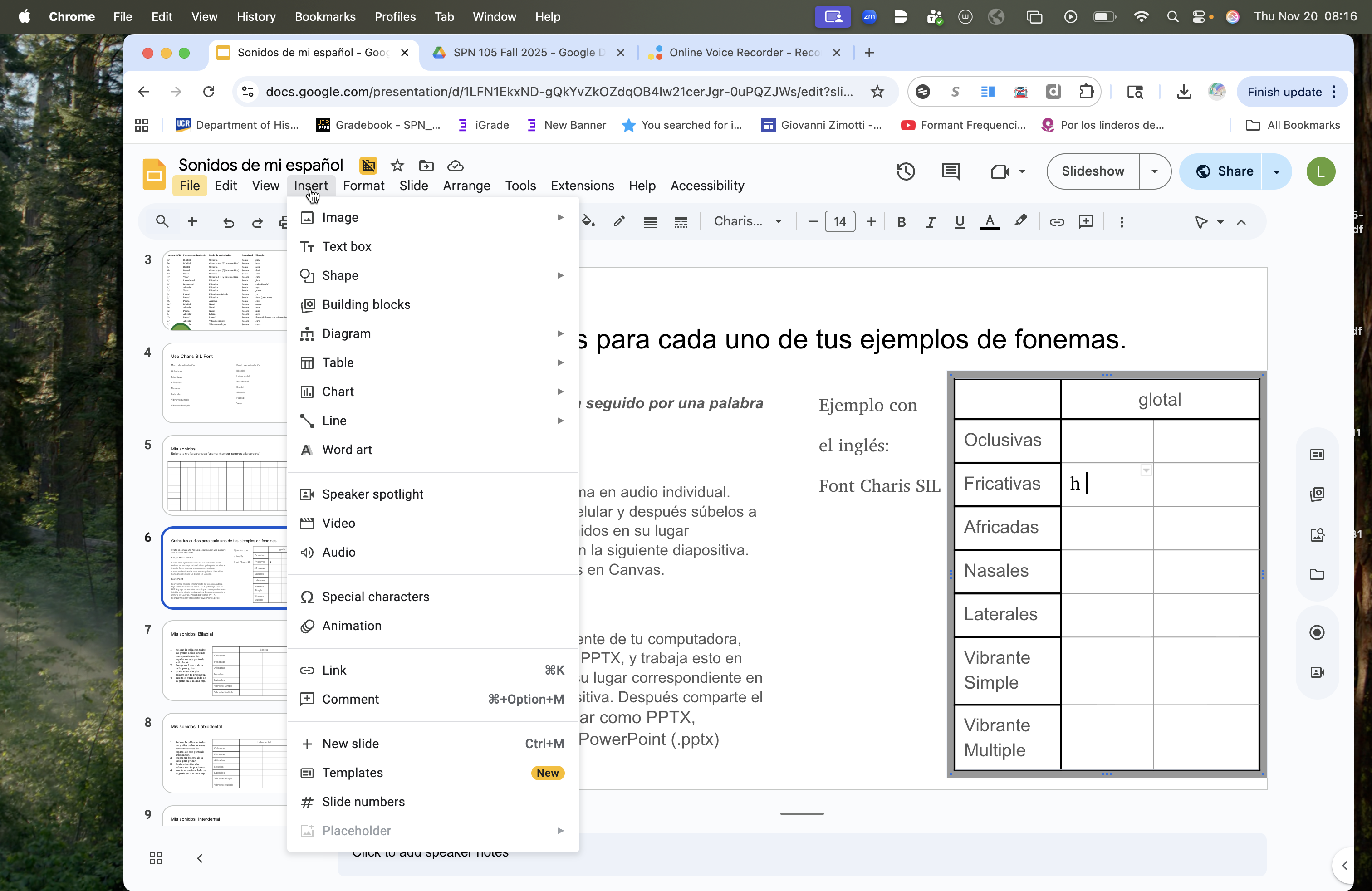 Step #18: Vpy a mi diapositiva correspondiente. Hago clic en "Insert"