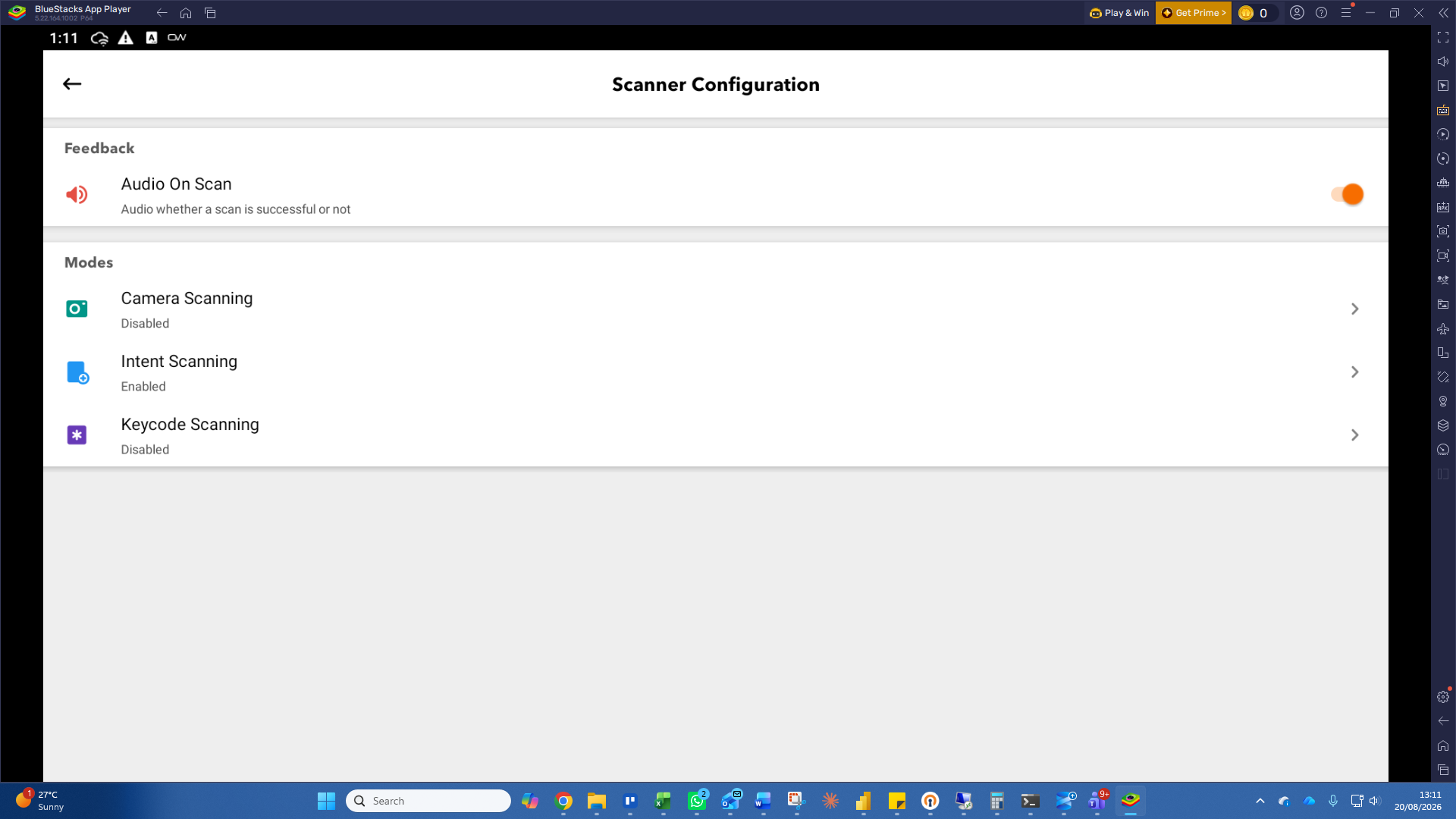 Step #6: Click Keycode Scanning under the Modes section.