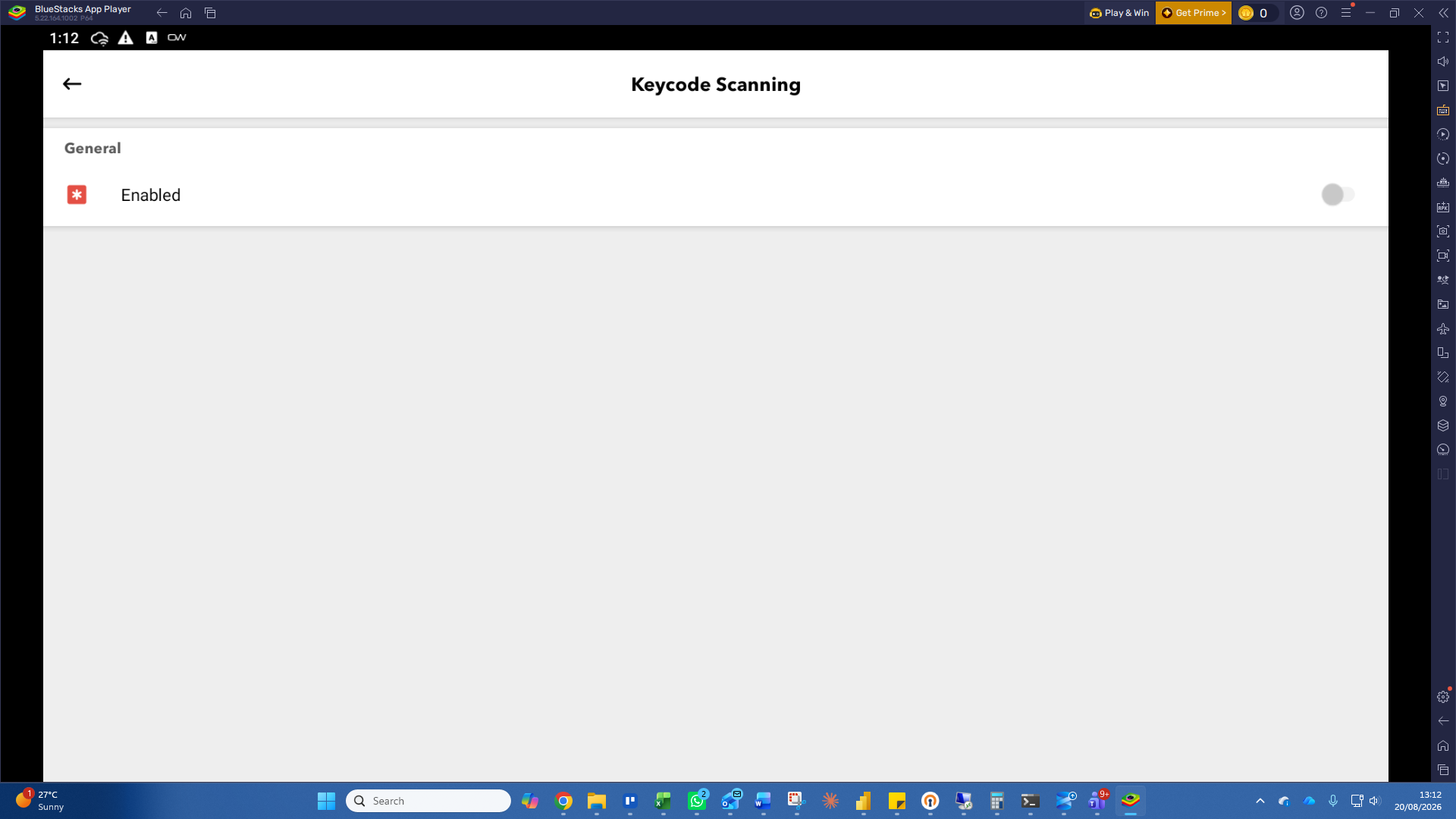Step #7: Ensure Keycode Scanning is disabled with the toggle