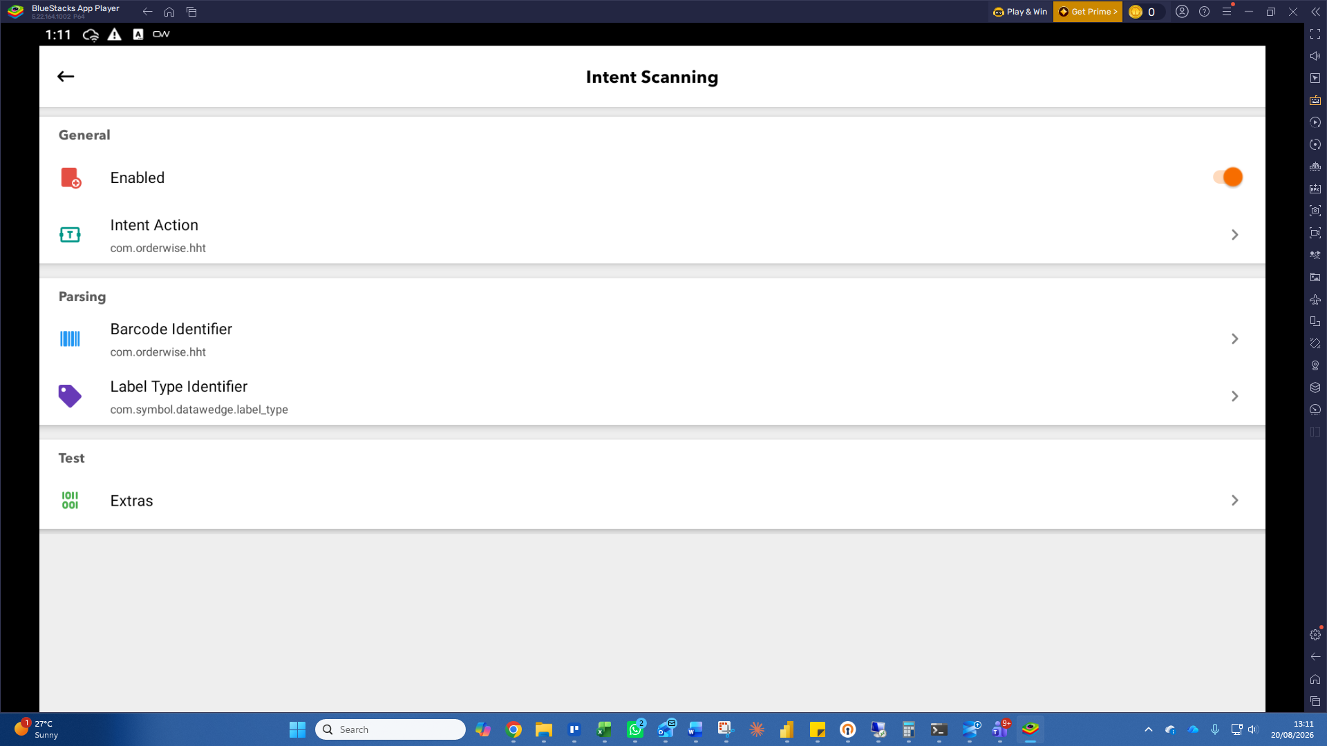 Step #5: Click the back arrow button to return to the Scanner Configuration menu.