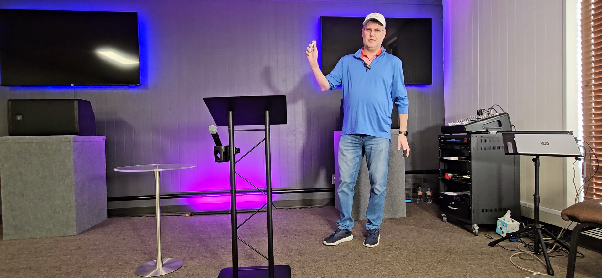 Step #24: Press the red power button on the WHITE remote to turn off the floor light