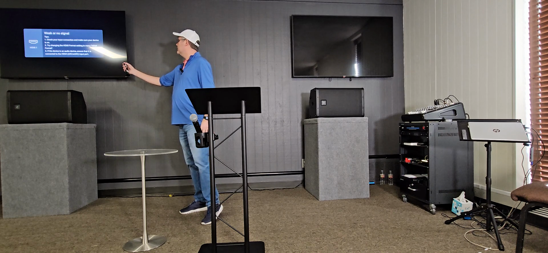 Step #26: If a TV did not turn off, press the power button on the remote to turn it off.