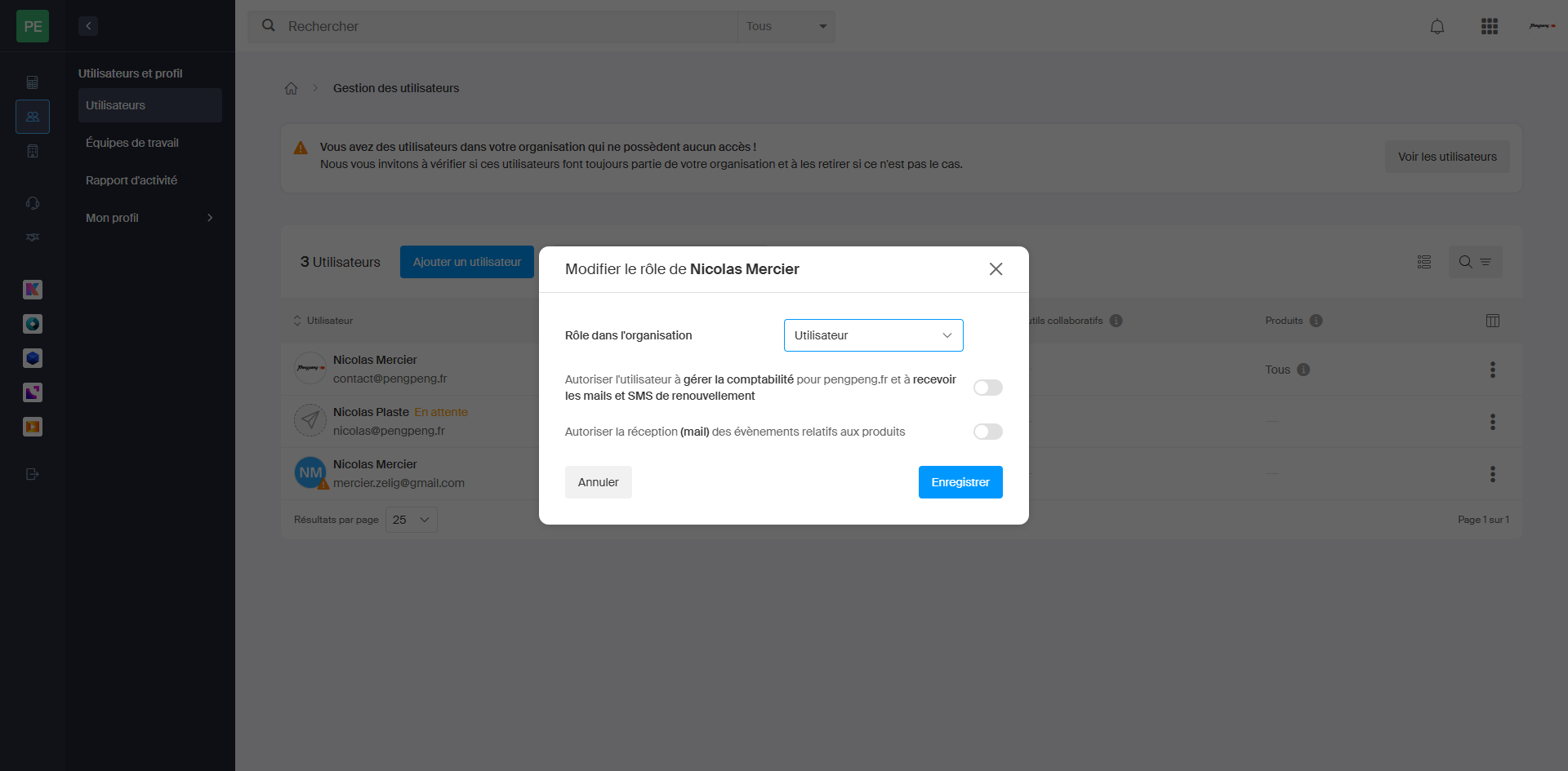 Step #6: changez "Utilisateur" en "Administrateur"