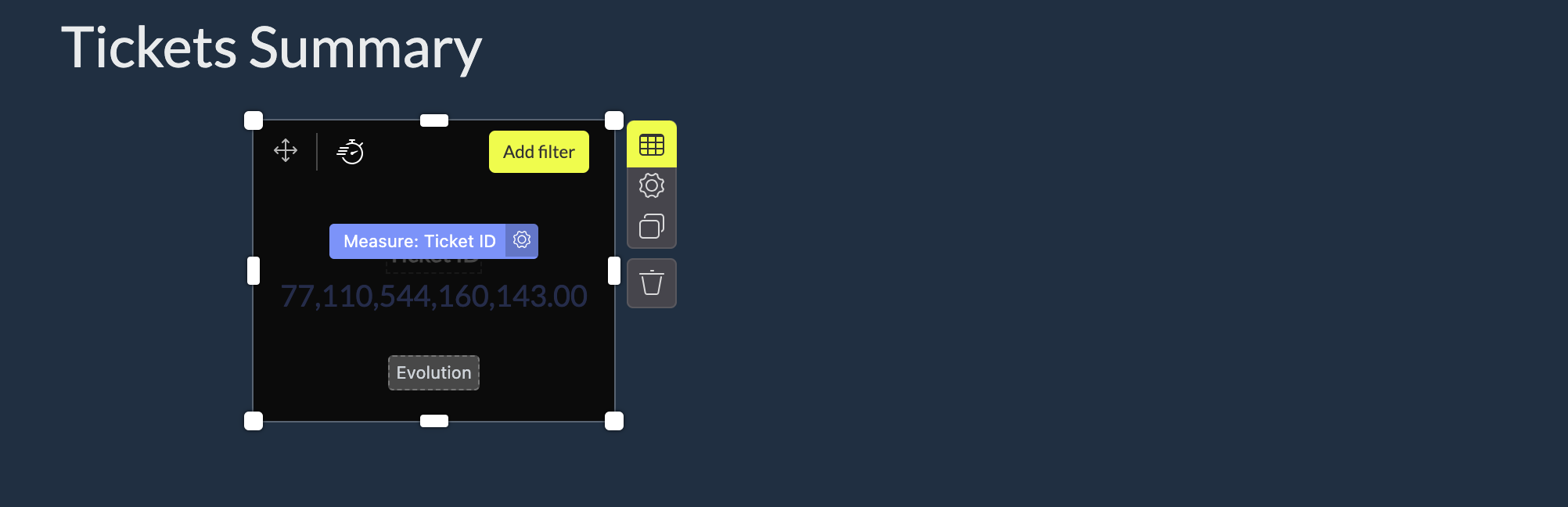 Step #11: Click the table icon and then the gear next to the blue bar where is says TicketID