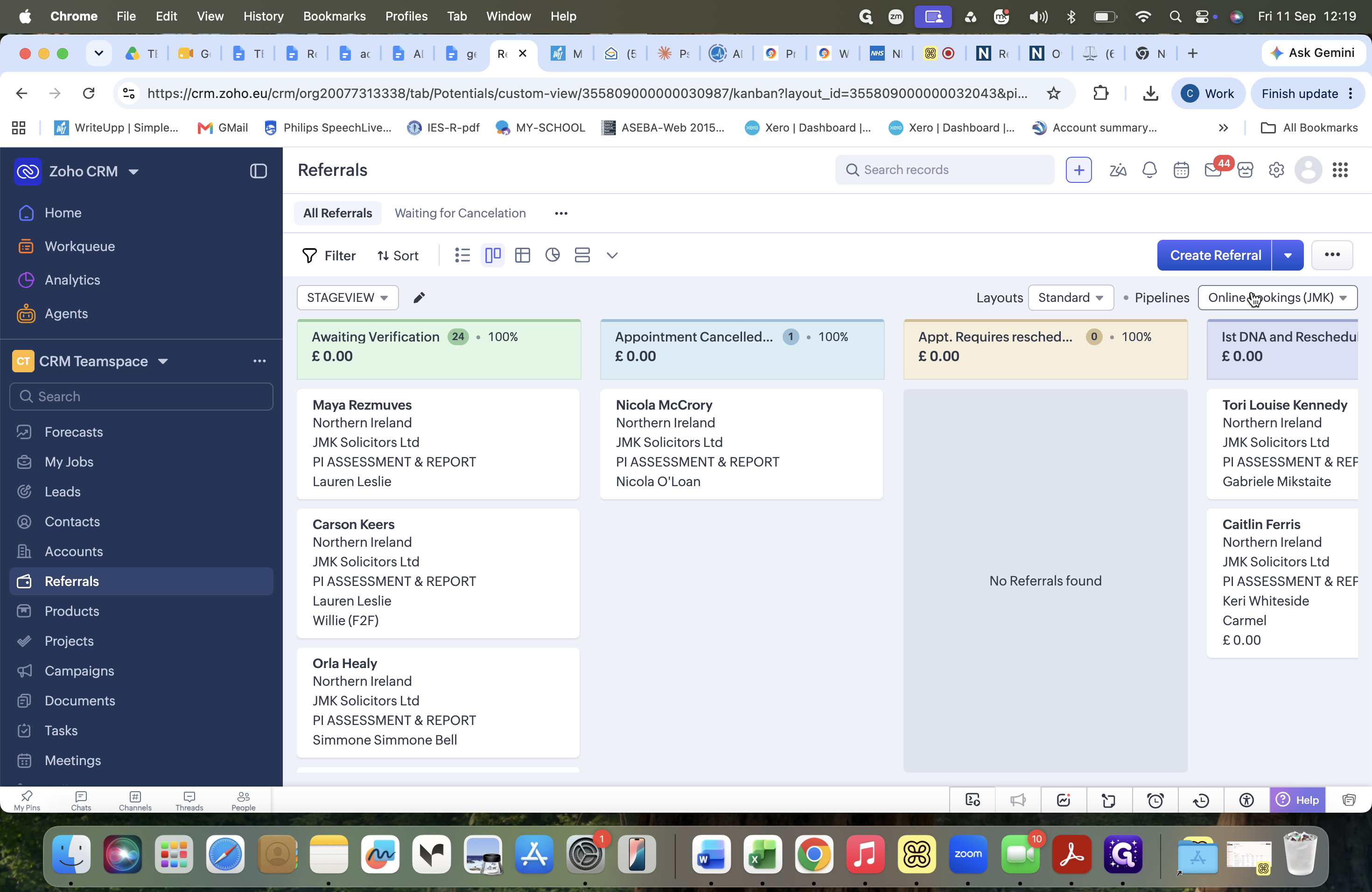 Step #38: Click the pipeline selector dropdown in the Referrals module.