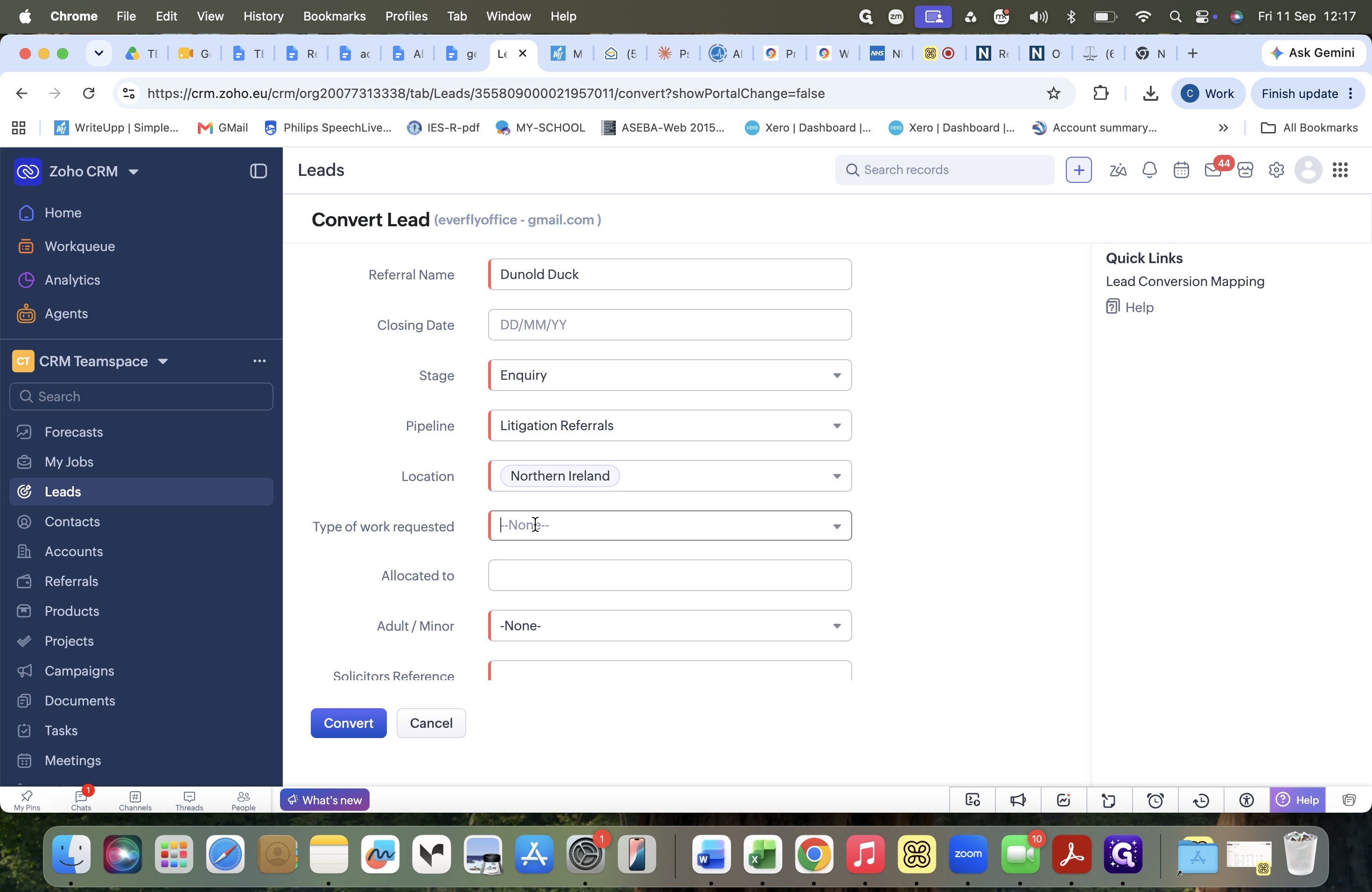 Step #30: Click the Type of work requested dropdown menu.