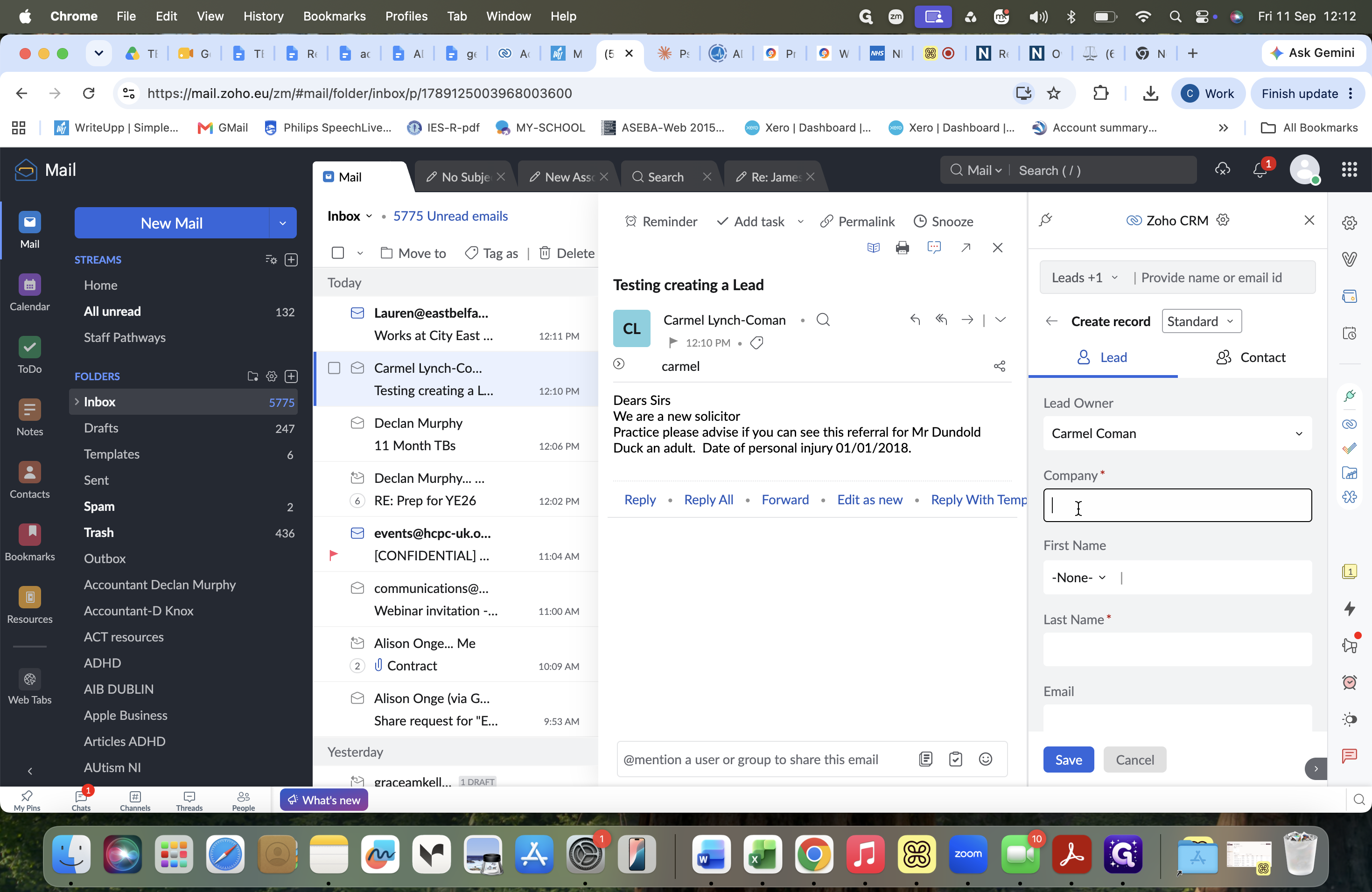 Step #4: Click the Company input field in the Create record section.