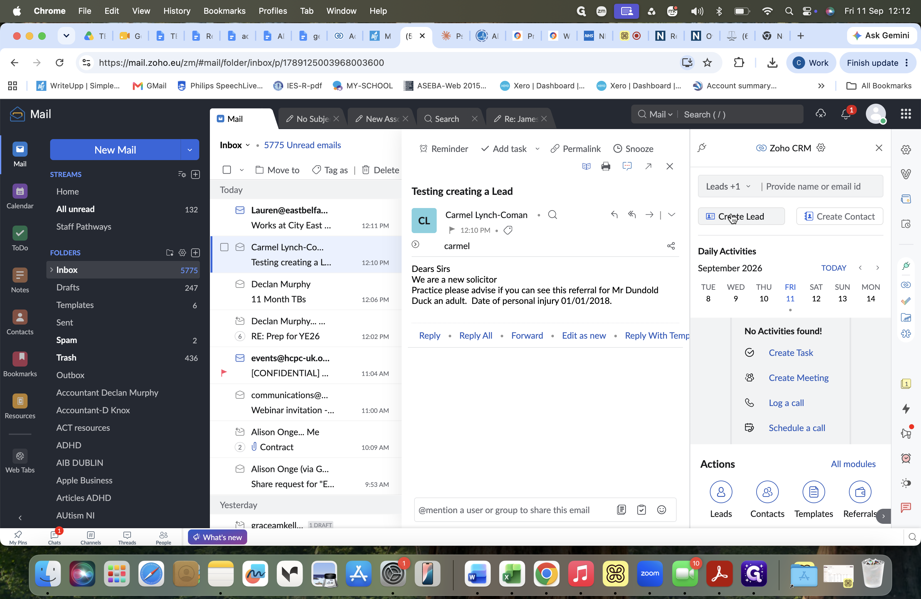 Step #3: Click Create Lead in the CRM panel.