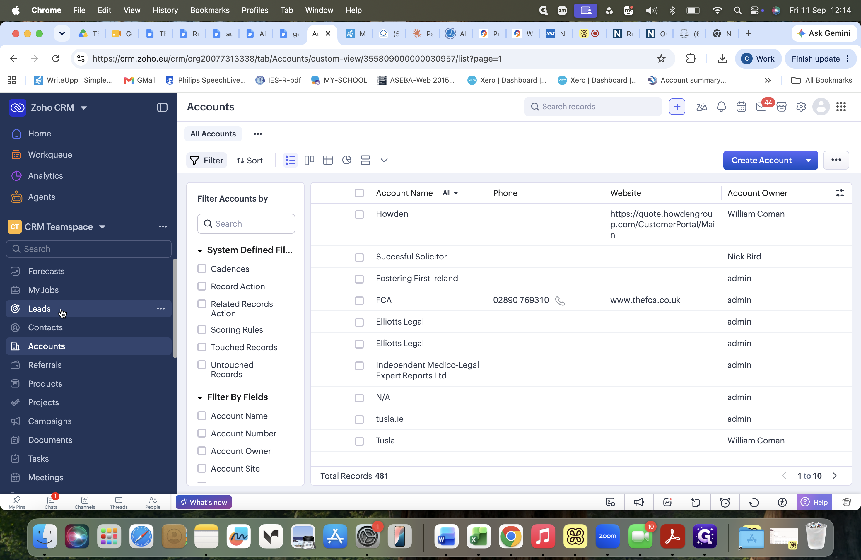 Step #19: Navigate to the Leads module in Zoho CRM.