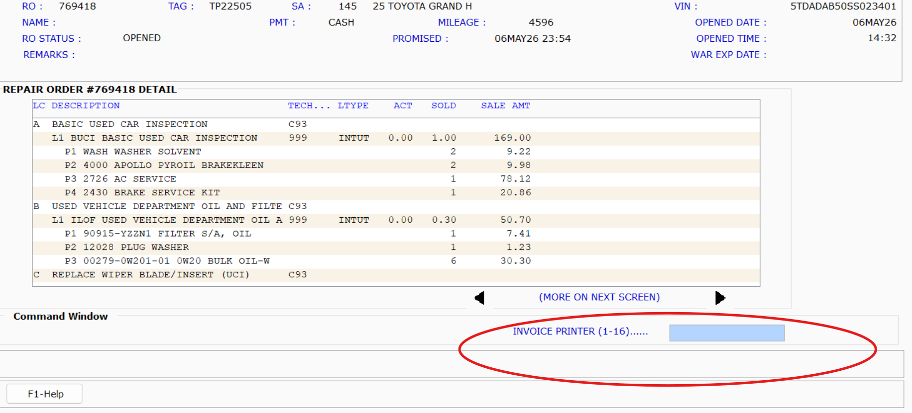 Step #40: Select your designated invoice printer from the dropdown menu.