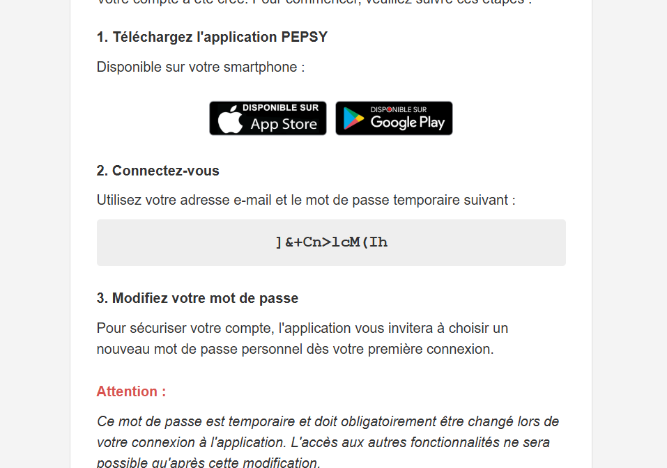 Step #4: Une fois l'application installée et lancée, vous aurez besoin de votre mot de passe temporaire.
