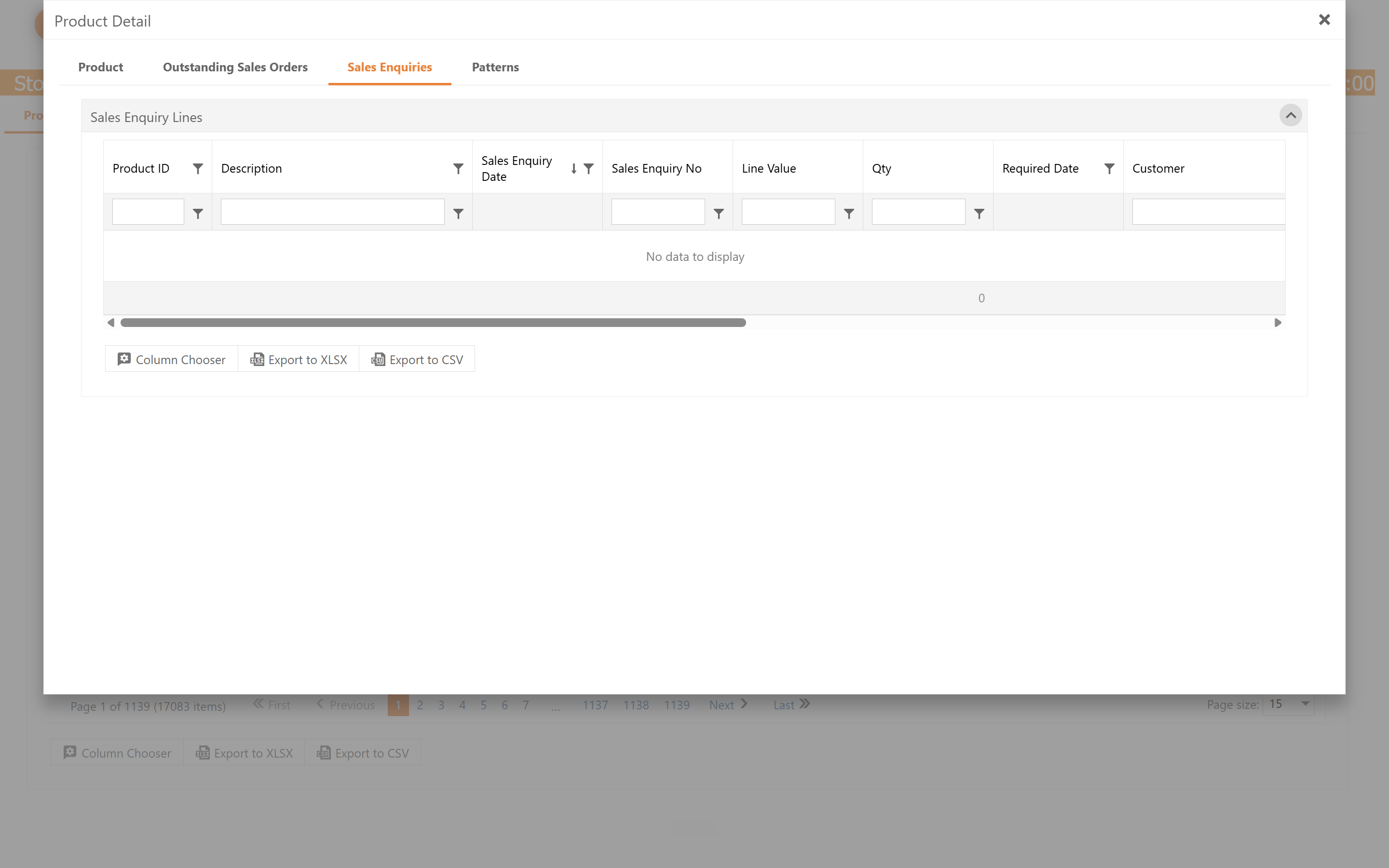 Step #12: Click the Sales Enquiries tab to view any open enquiries against this product.