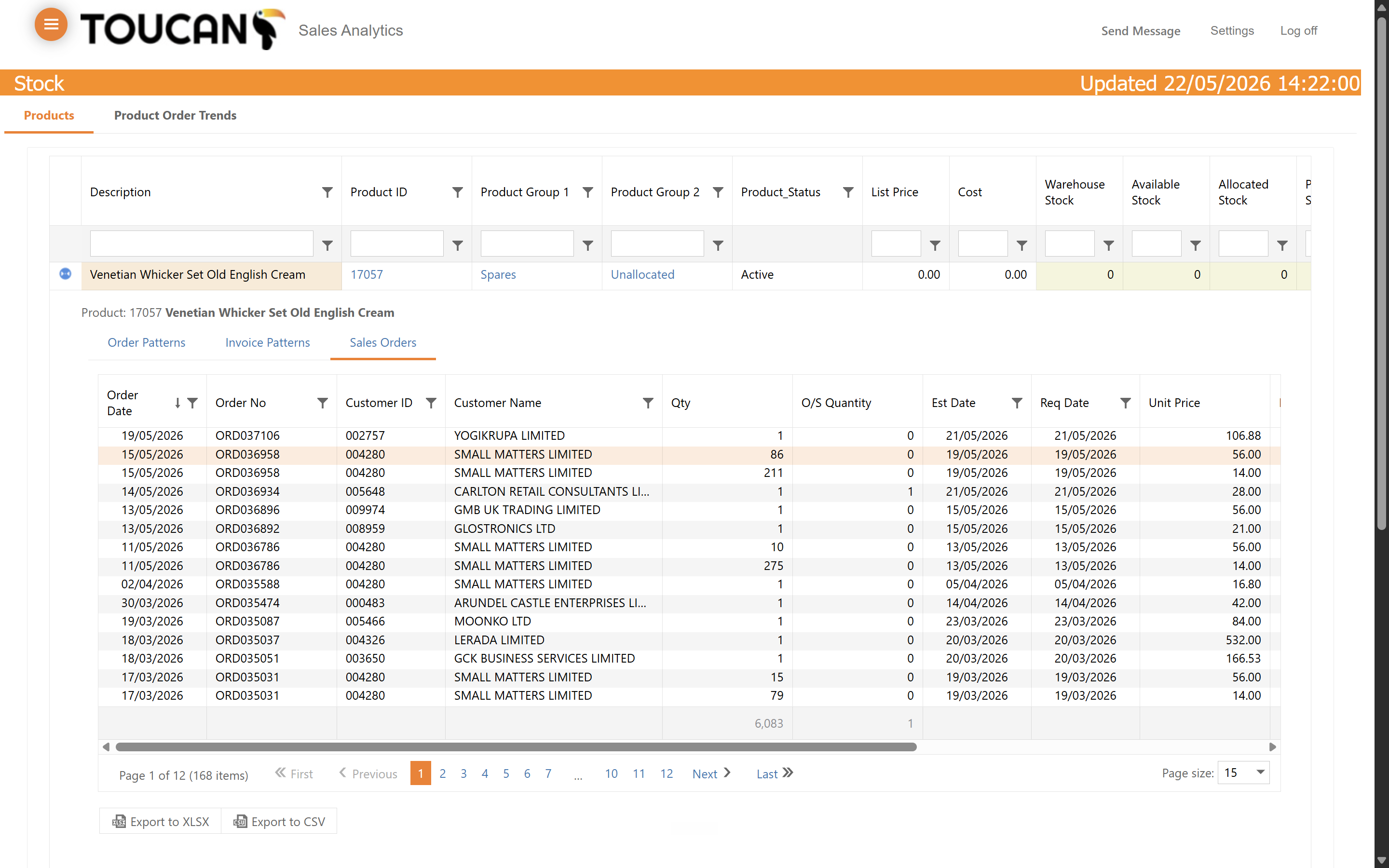 Step #9: Within Sales Order double-click a product row to open the comprehensive Product Detail modal.