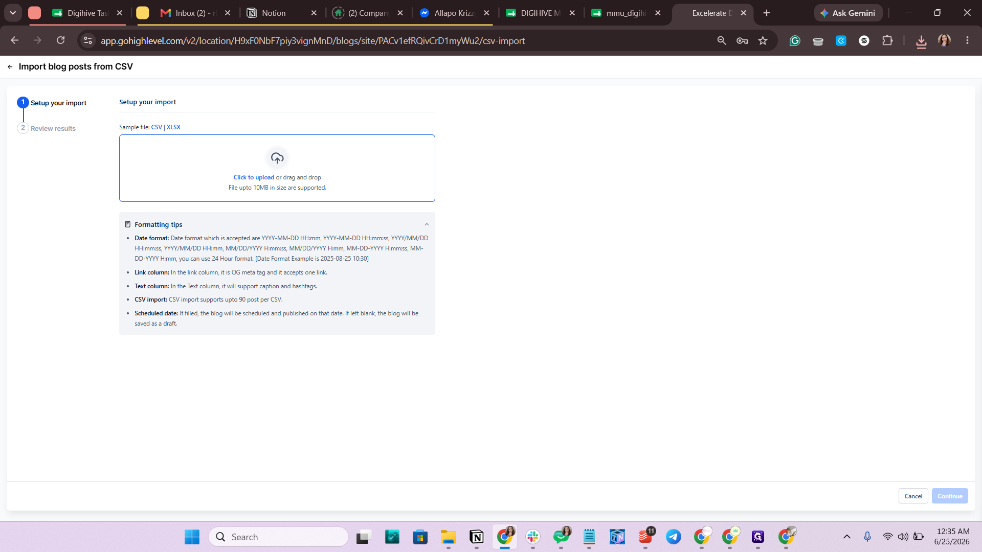Step #8: Click the Click to upload or drag and drop area to open your file explorer.