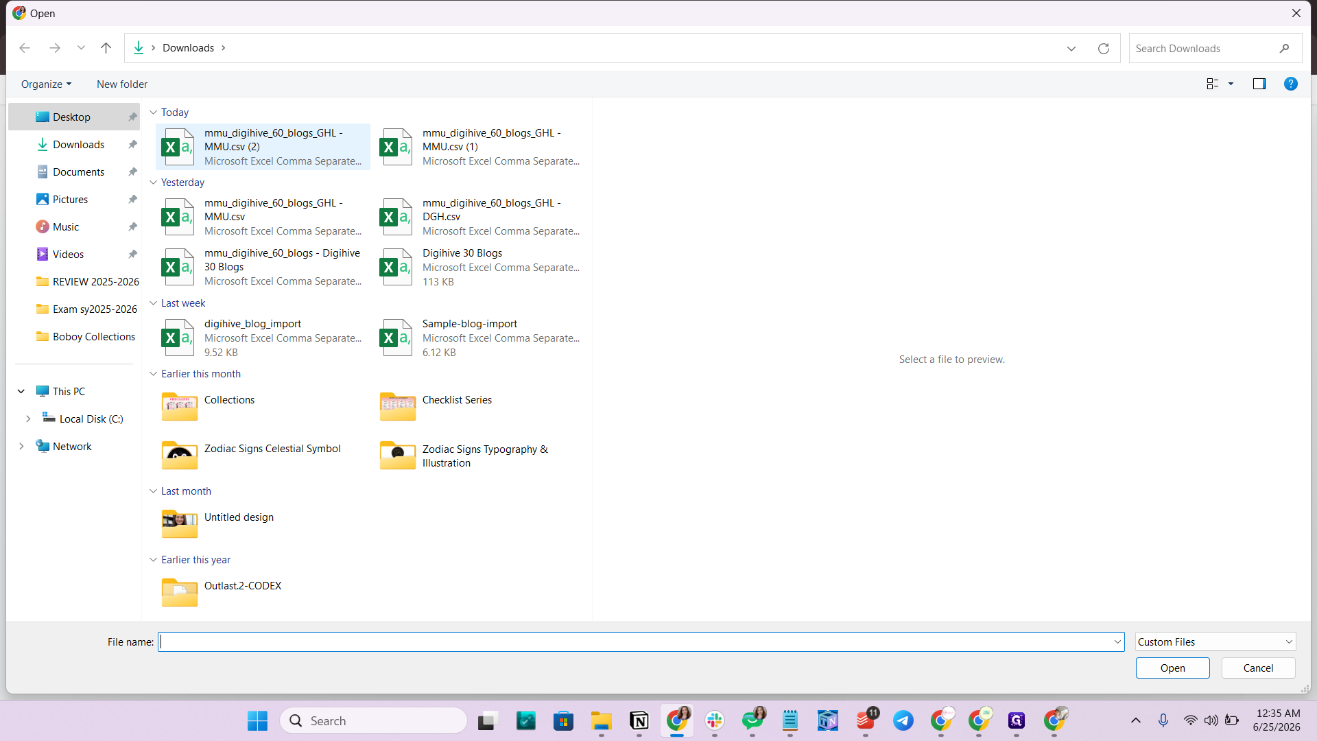 Step #9: Locate and select the CSV file you downloaded earlier.