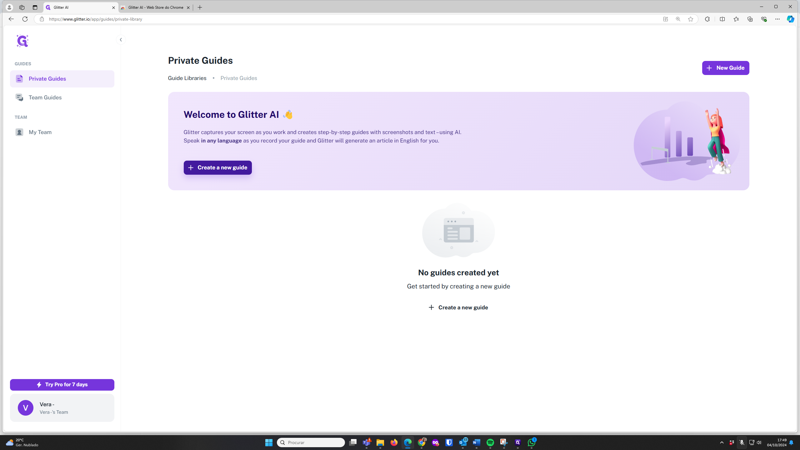 Step #18: Clique em "+ Create a new guide"