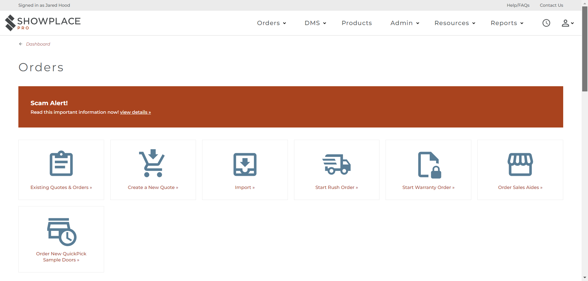 Step #22: Order Dashboard page: