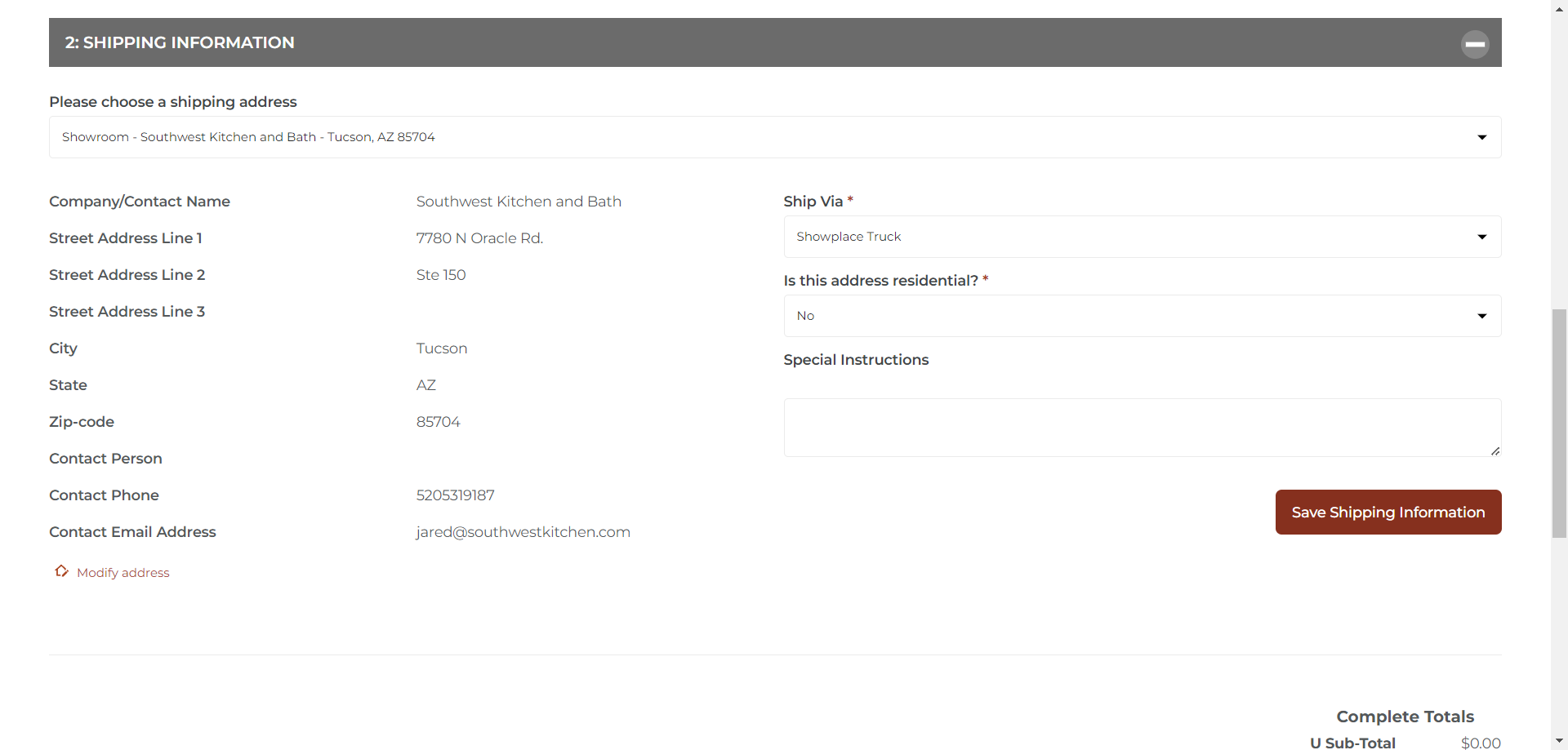 Step #12: Click "Save Shipping Information"