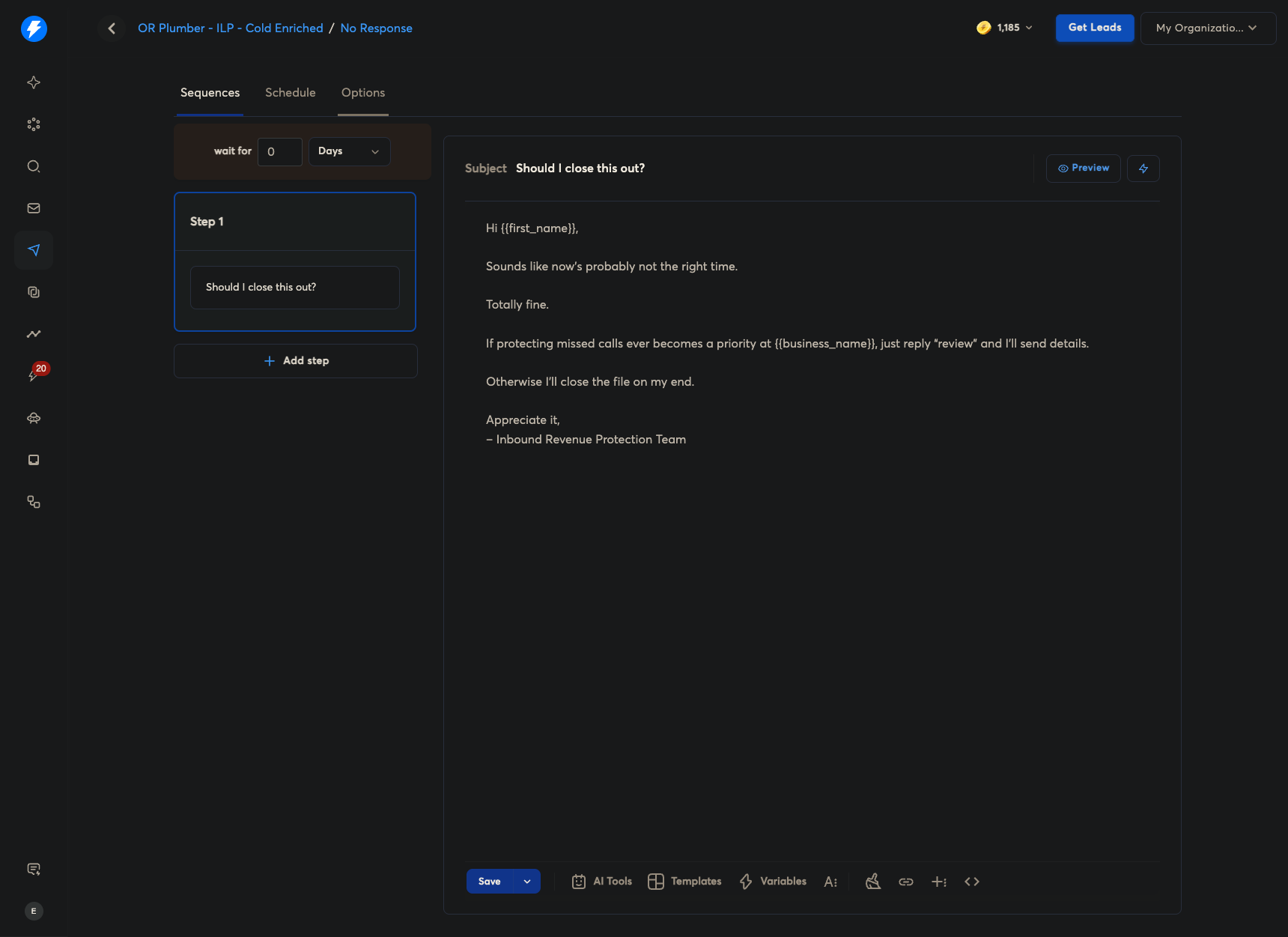 Step #13: Click on "Options"