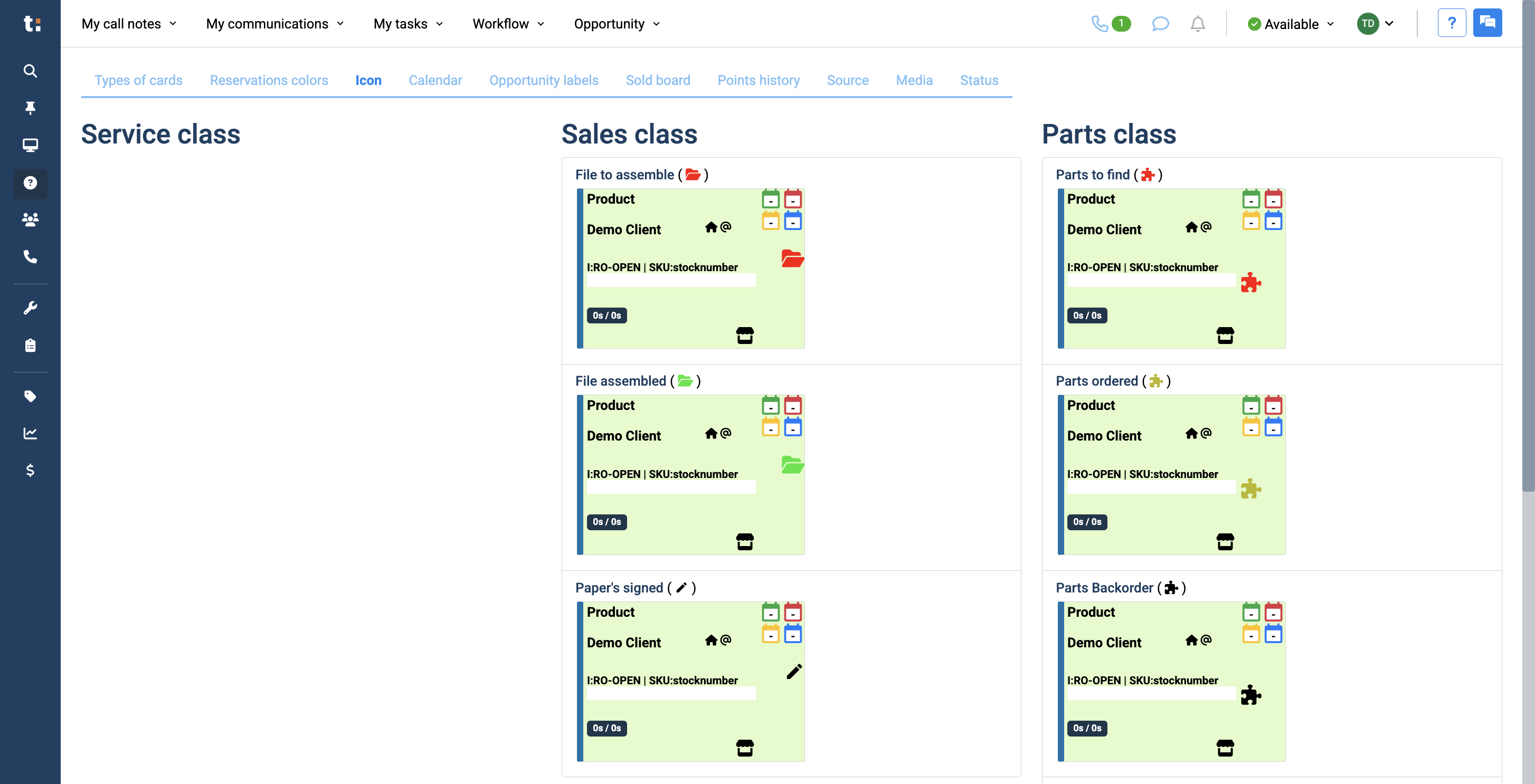 Step #6: Icons are the symbols you select for each class to show a specific status on a card.
