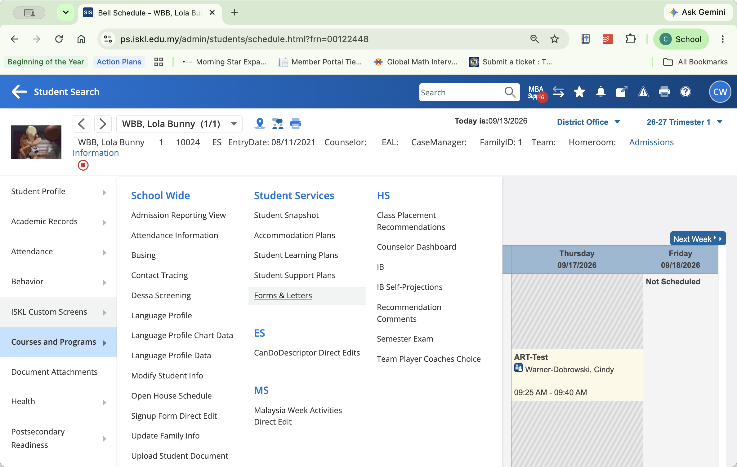 Step #2: Click on Forms & Letters under the Student Services section.