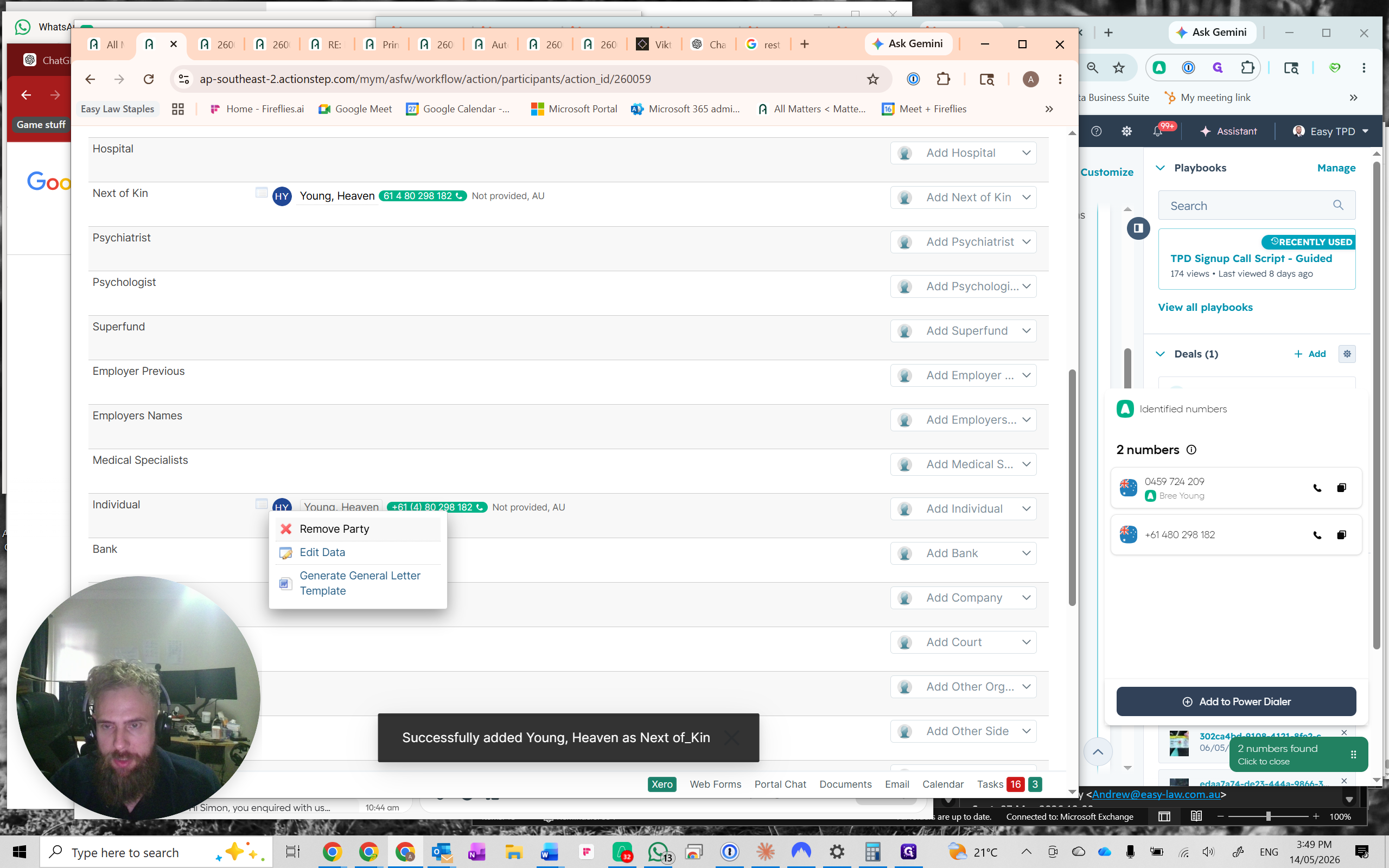 Step #13: If the relative is listed incorrectly as a general individual, click Remove Party from the individual pane.