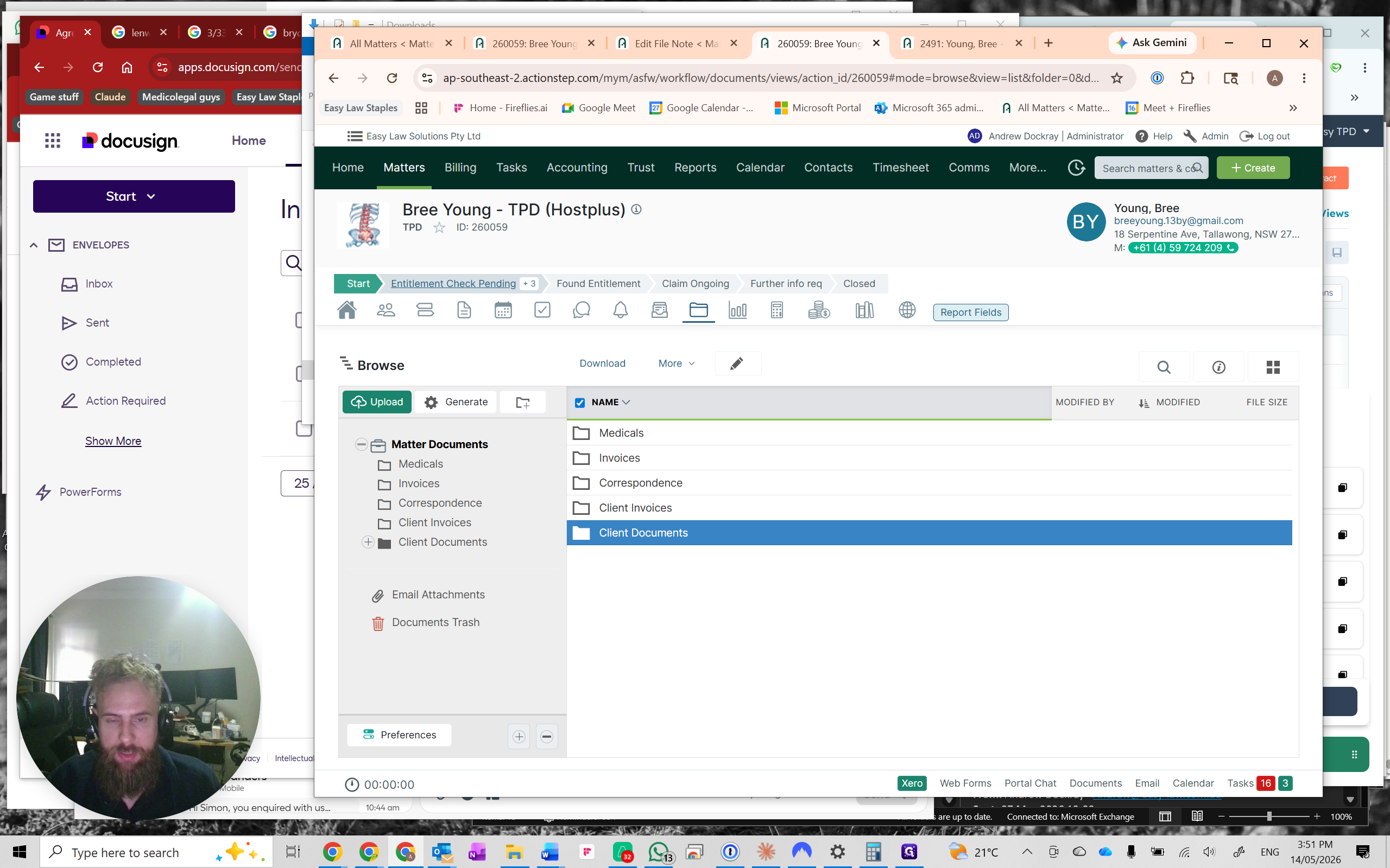 Step #25: Return to Actionstep and open the Client Documents folder within the client's matter.