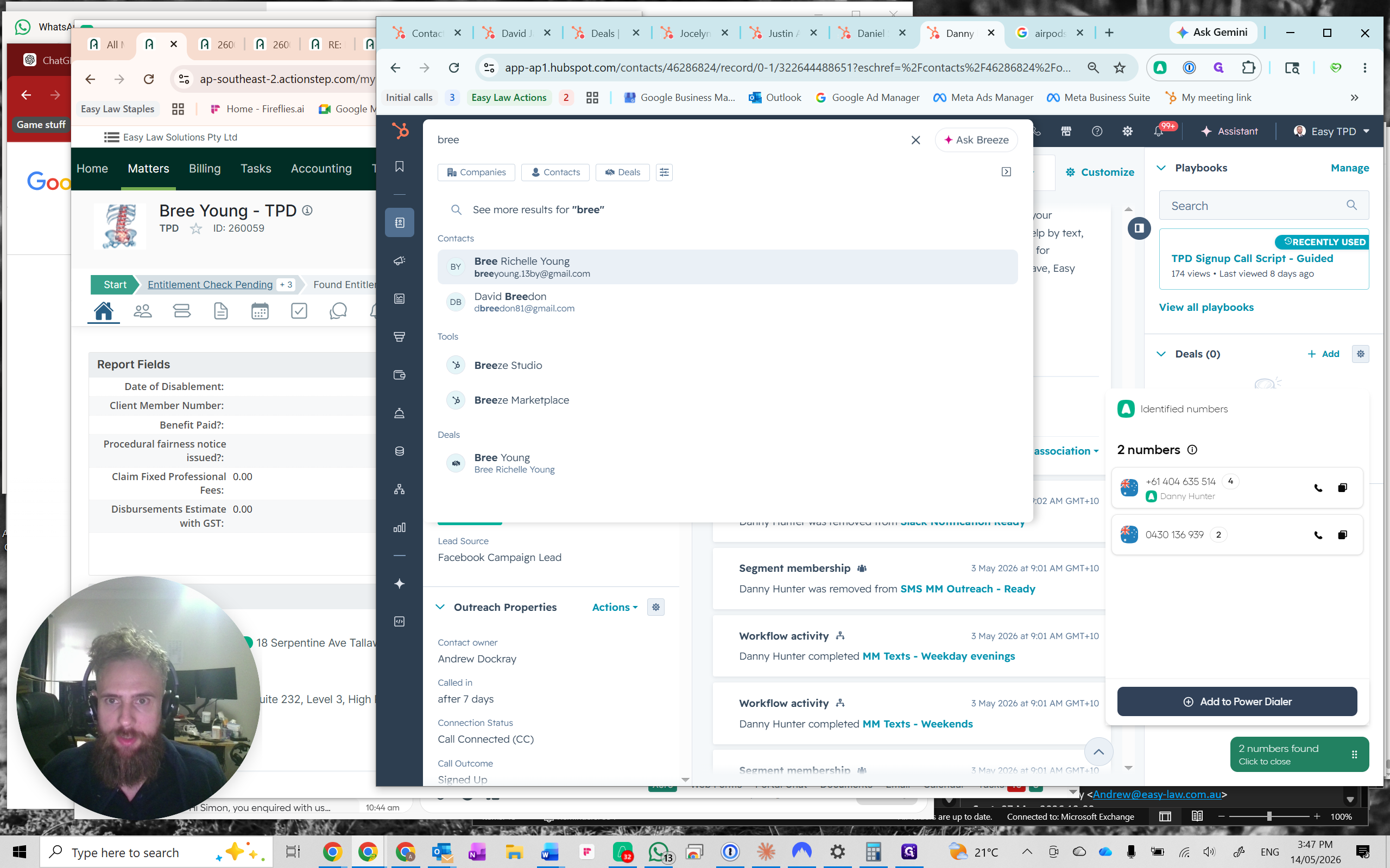 Step #1: Search for the client in HubSpot and open their contact record.