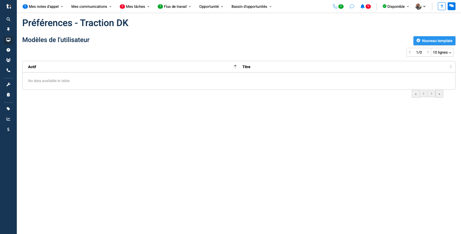Step #4: Cliquez sur "nouveau template" pour créé un nouveau modèle