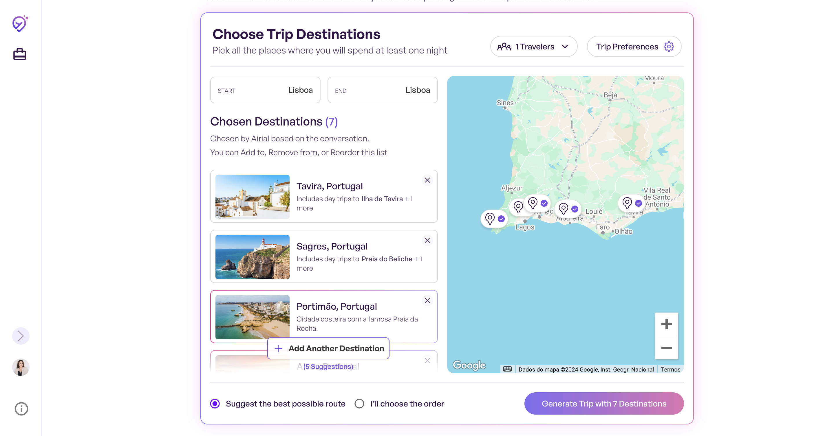 Step #20: Cliquem em "Generate Trip with 7 Destinations"