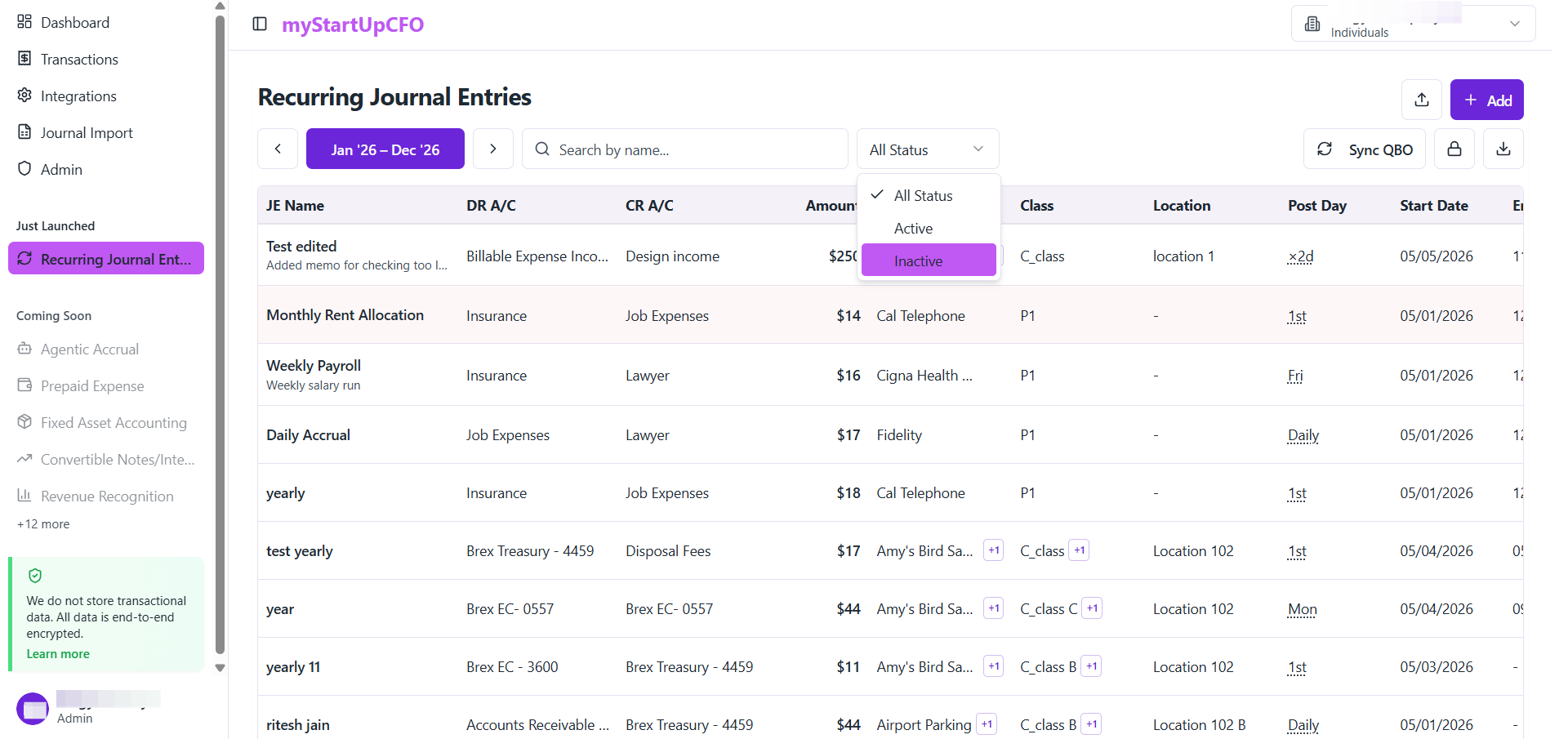 Step #5: Select Inactive from the dropdown menu to immediately update the entry's status.