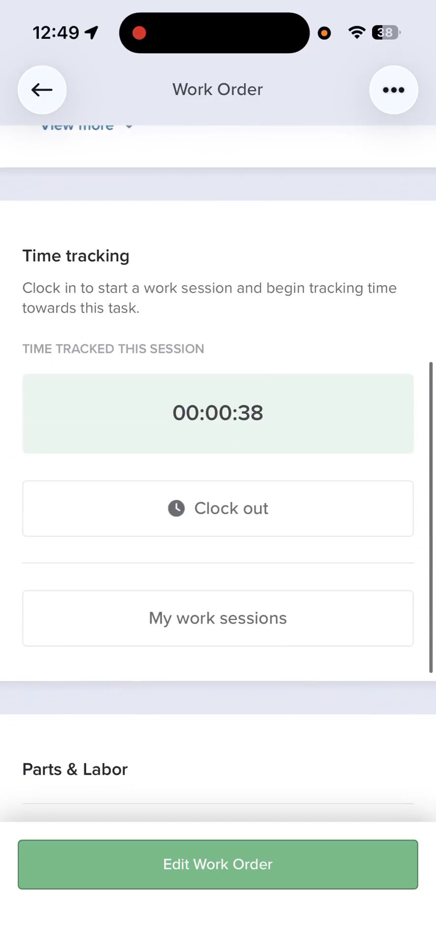 Step #5: Tap Clock out to stop the timer.