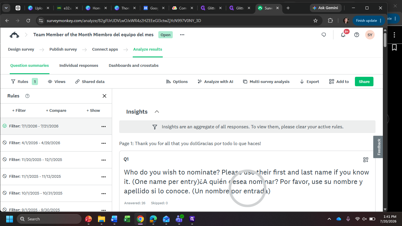 Step #10: Click the Individual responses tab to read specific respondent comments.