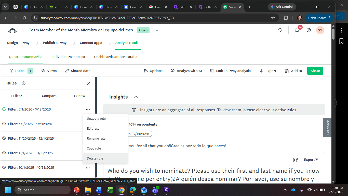 Step #4: Select Delete rule from the dropdown menu.