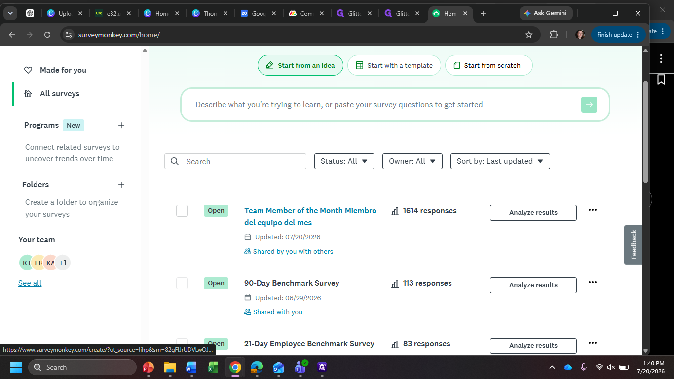 Step #1: Click the Team Member of the Month survey from your dashboard.