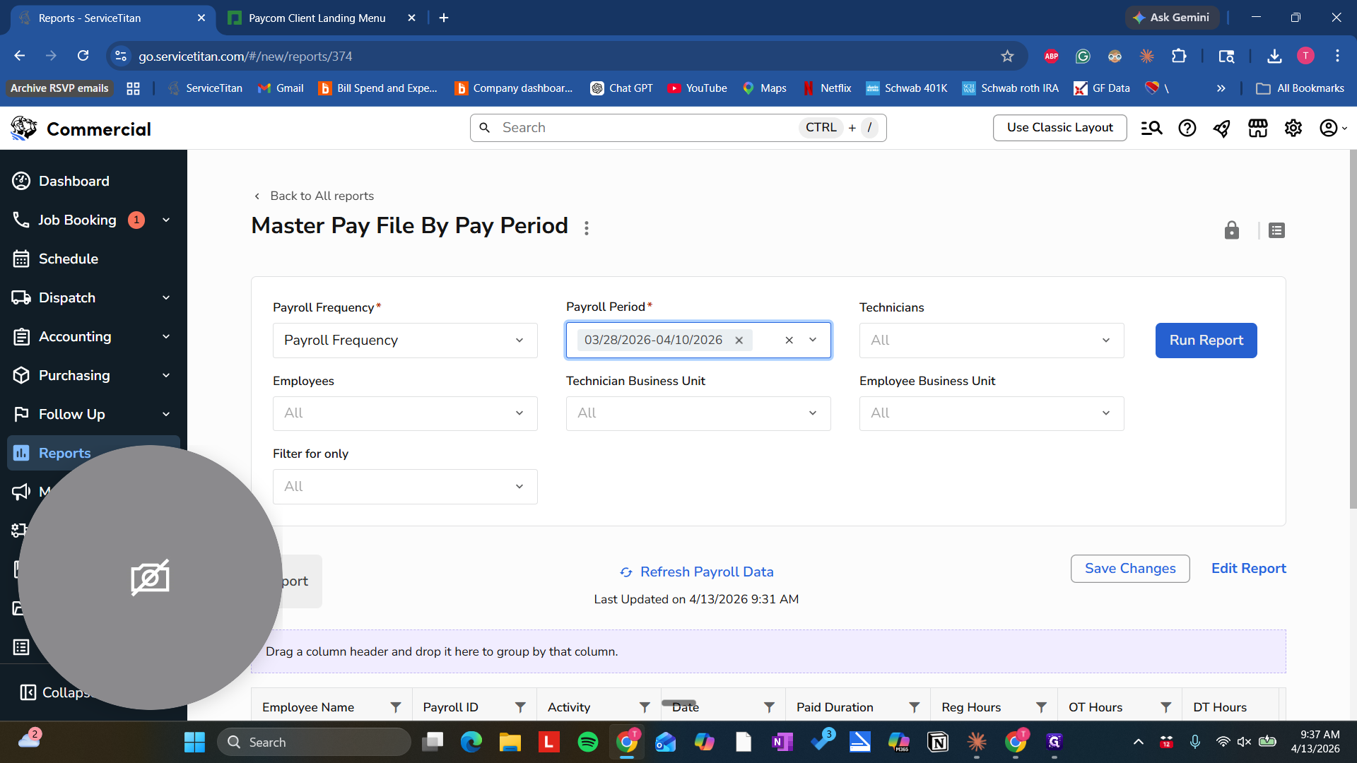 Step #7: Click on "Run Report"