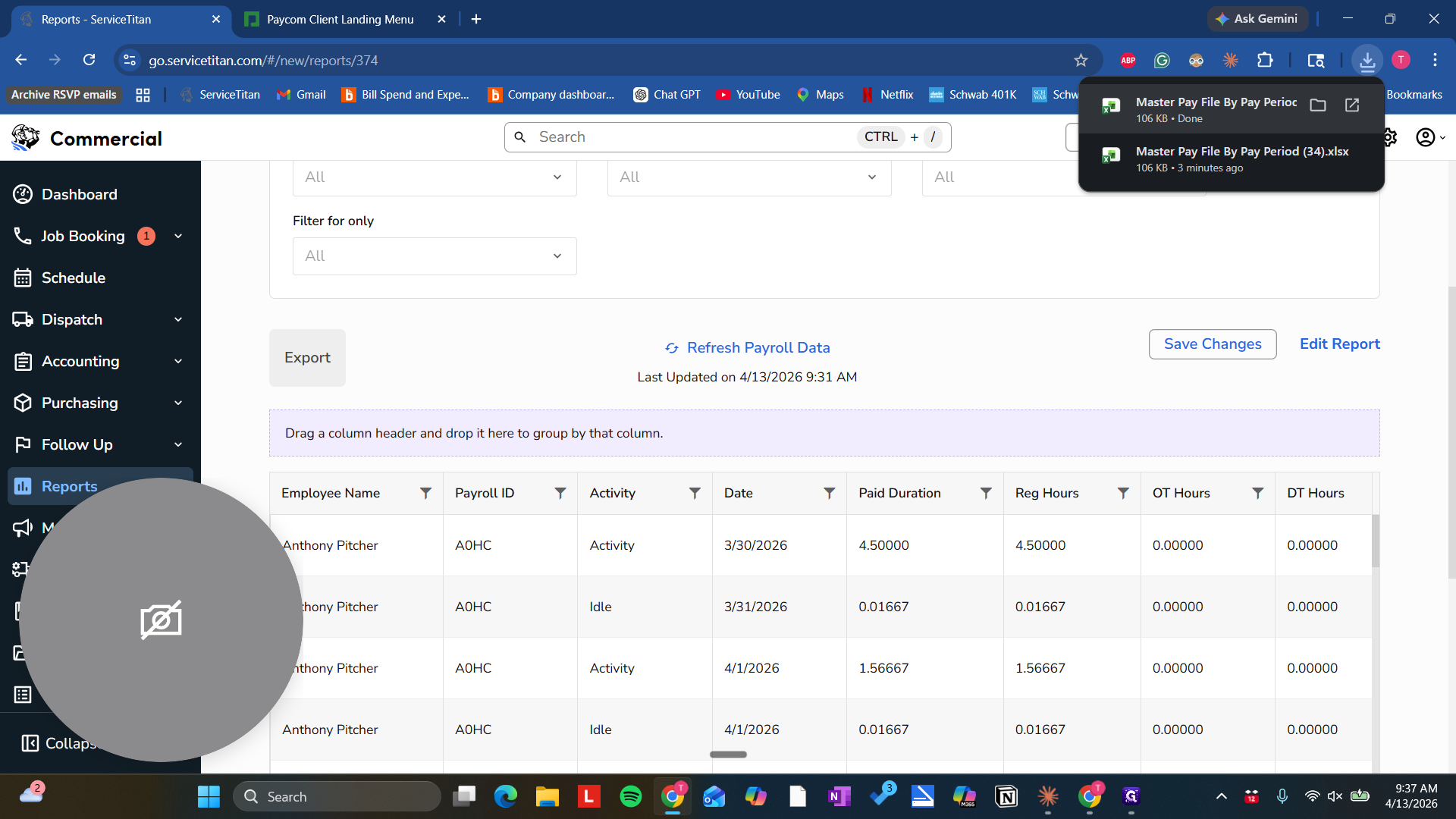 Step #10: Drag "Master Pay File By Pay Perioc"