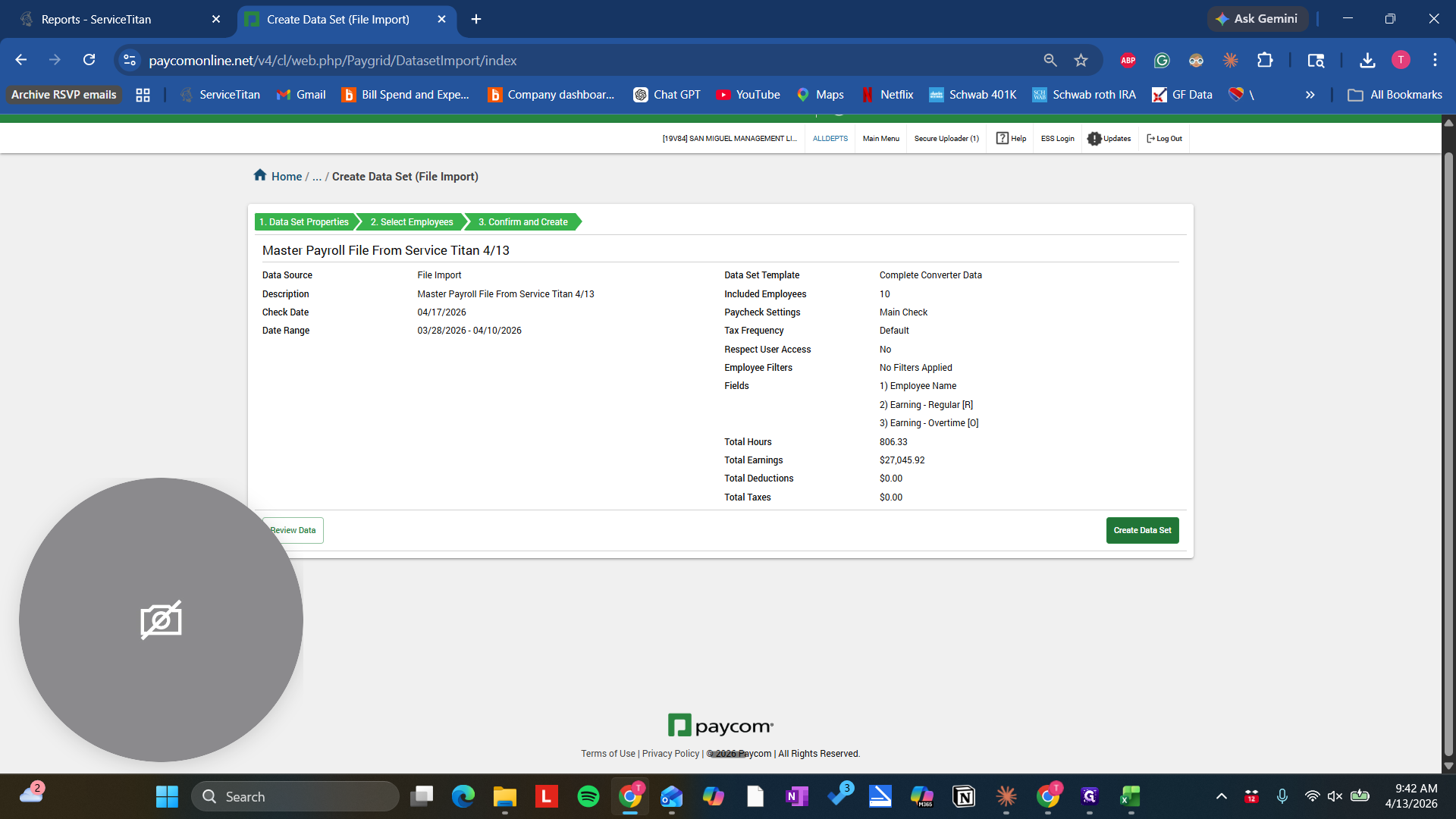 Step #35: Click on "Create Data Set"