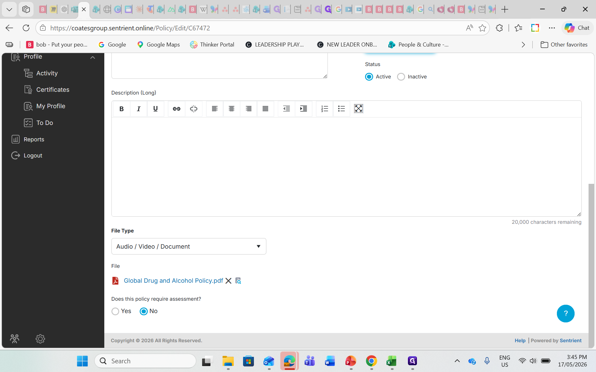 Step #10: Click the X next to the old policy file to delete it from this new version.