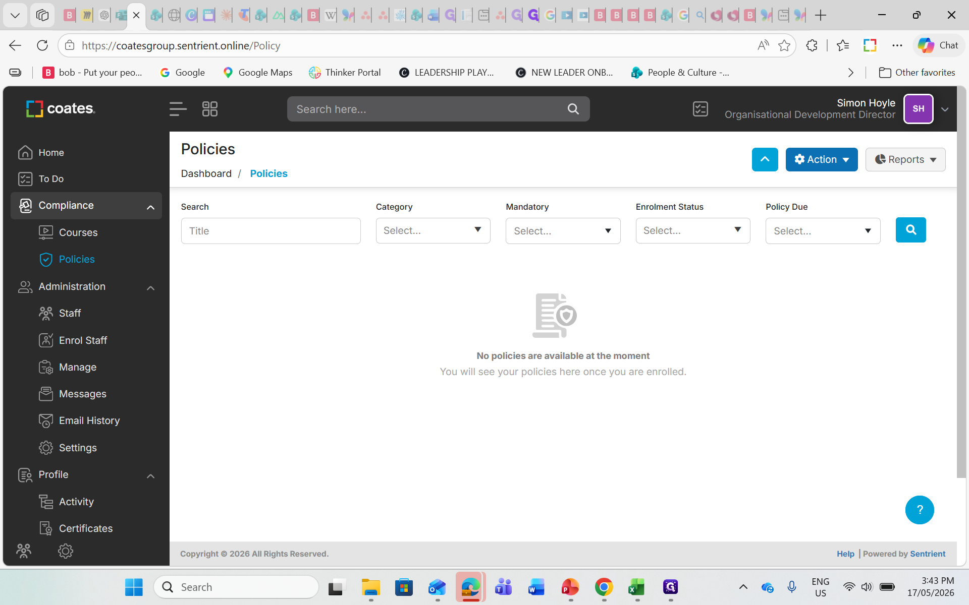 Step #2: Click the Action dropdown and select Manage Policies.
