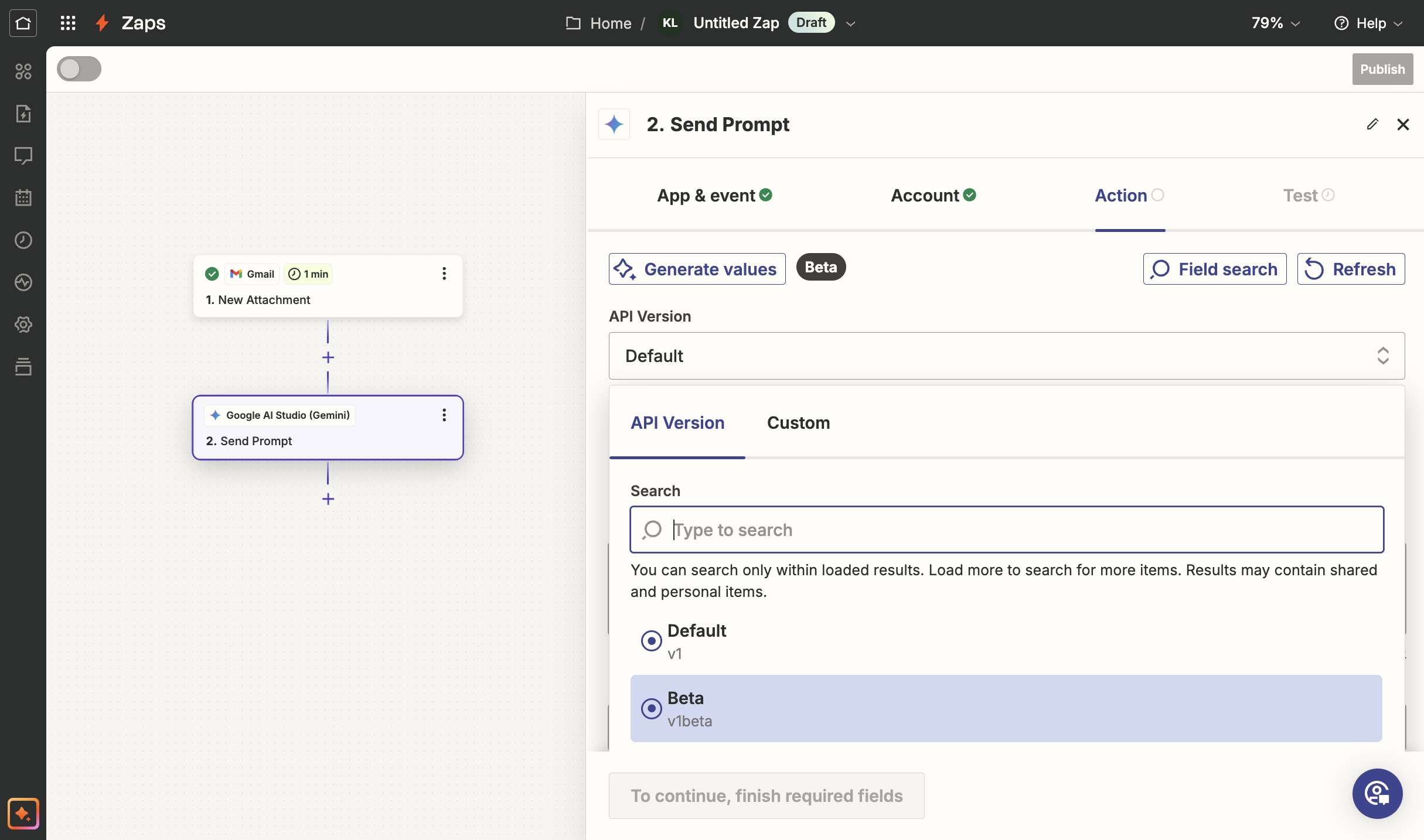 Step #13: Be very careful to select Beta! Otherwise, we will not be able to attach our files.