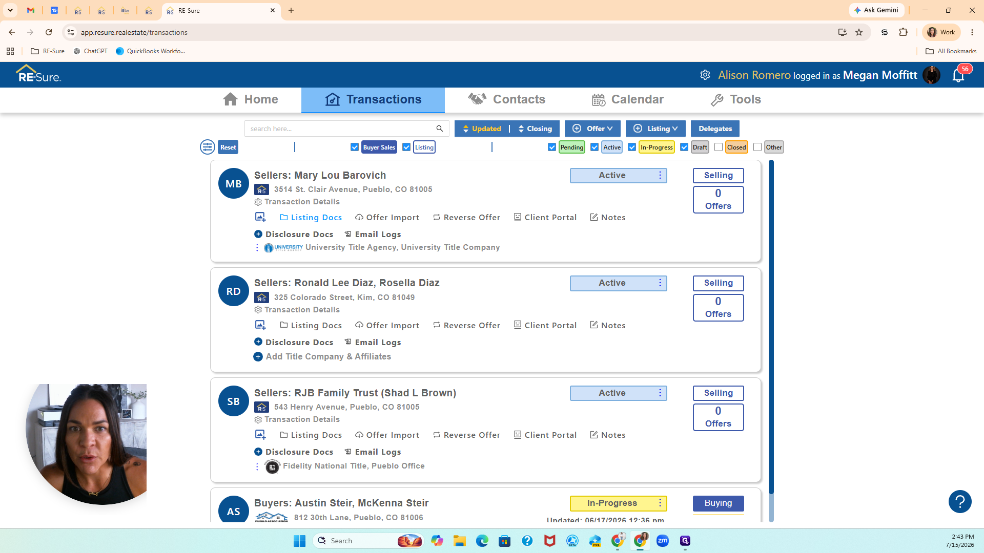 Step #1: Click Listing Docs on the seller's transaction card.