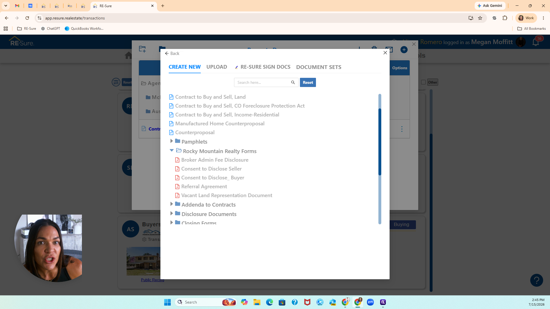Step #8: Click on the required document, such as the Consent to Disclose for Buyer, to add it to your transaction.