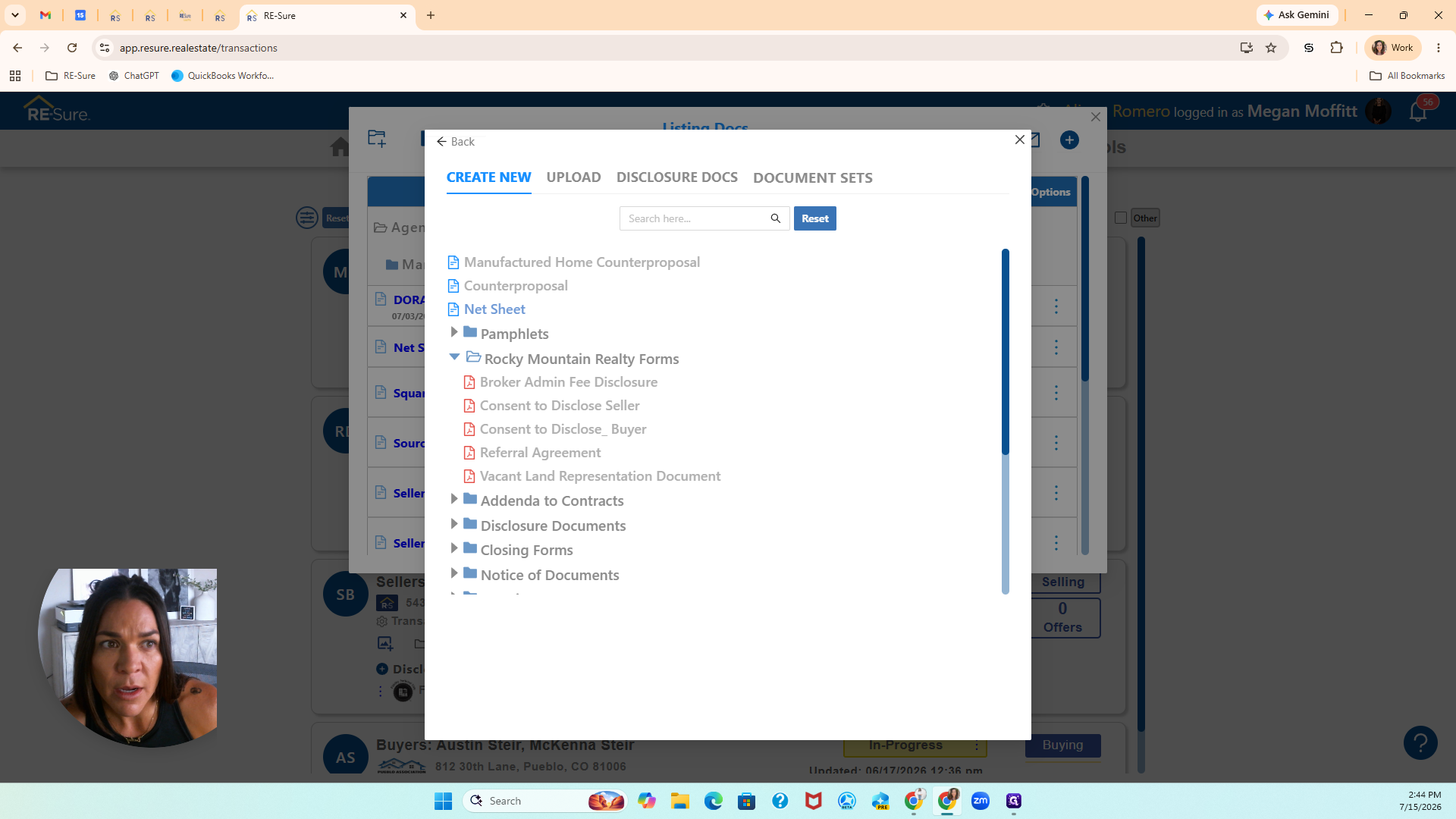 Step #4: Click on the appropriate disclosure, such as the Consent to Disclose to Seller, to pull it into the folder.