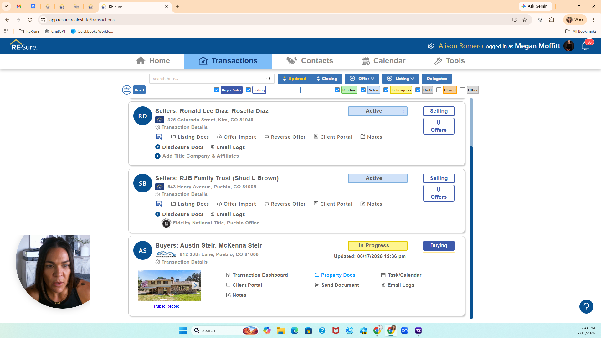 Step #5: Click Property Docs on the buyer's transaction card.