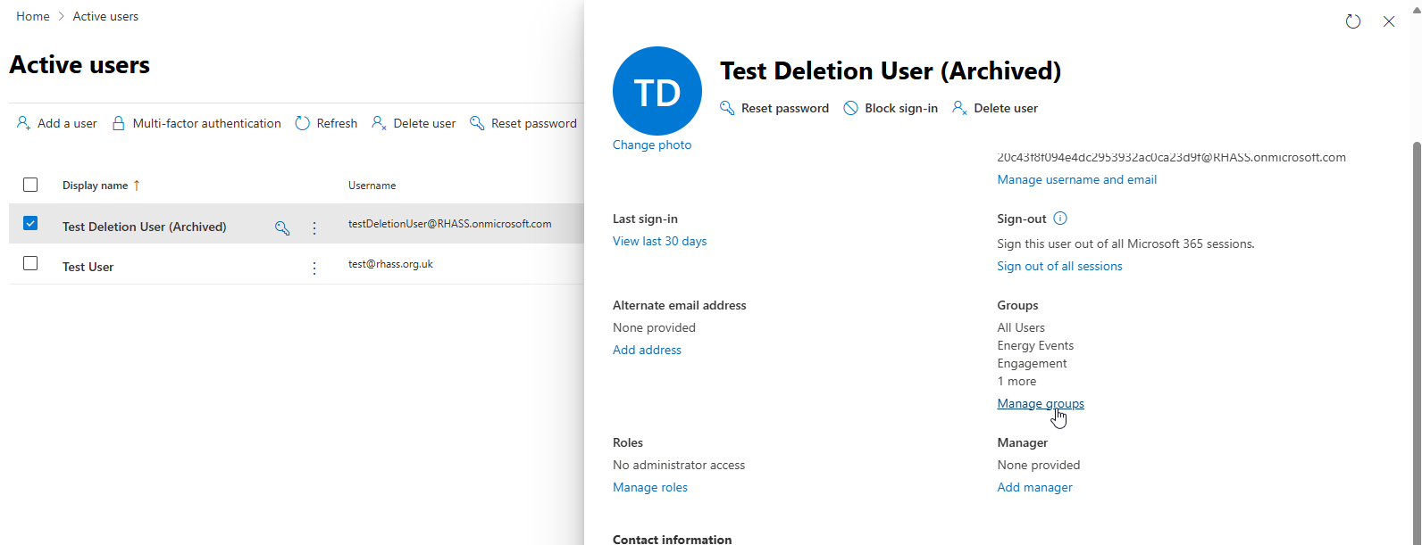 Step #19: Refresh the page, and click back into the user, which should now say '(Archived)