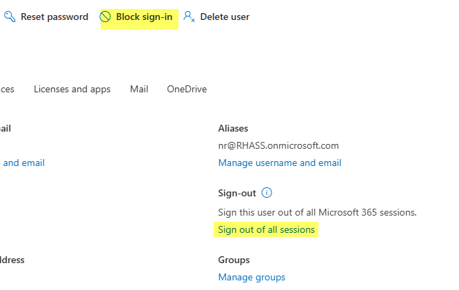 Step #2: First Click on 'Sign out of all sessions.' Then 'Block sign-in'