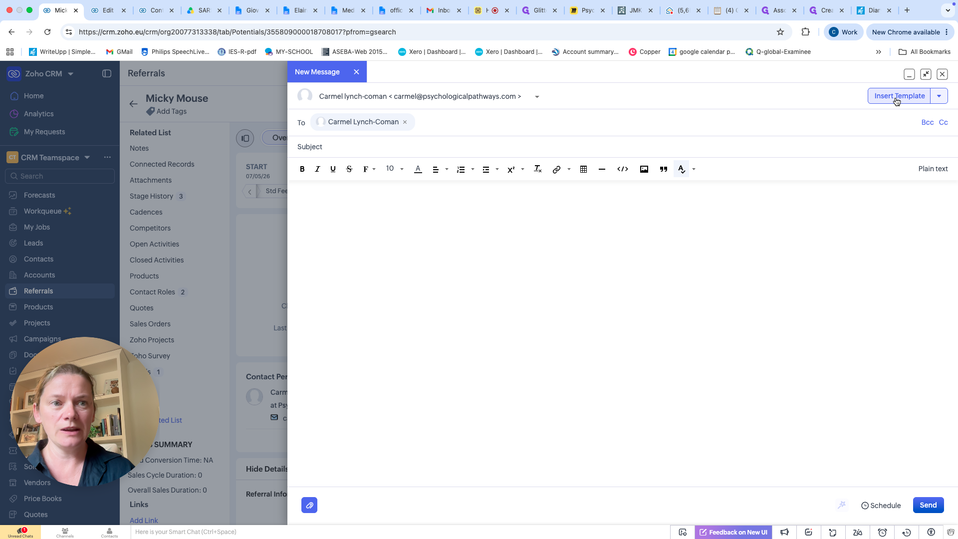 Step #3: In the new message window, click Insert Template.