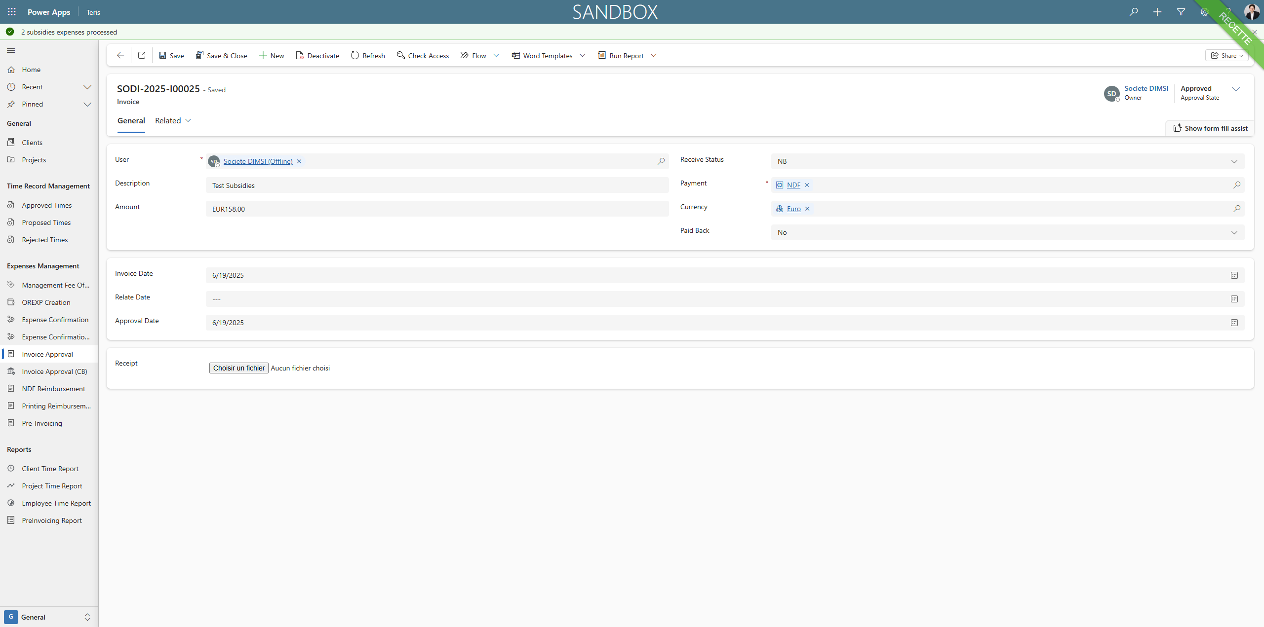 Step #18: The Status of the Invoice is "Approved"